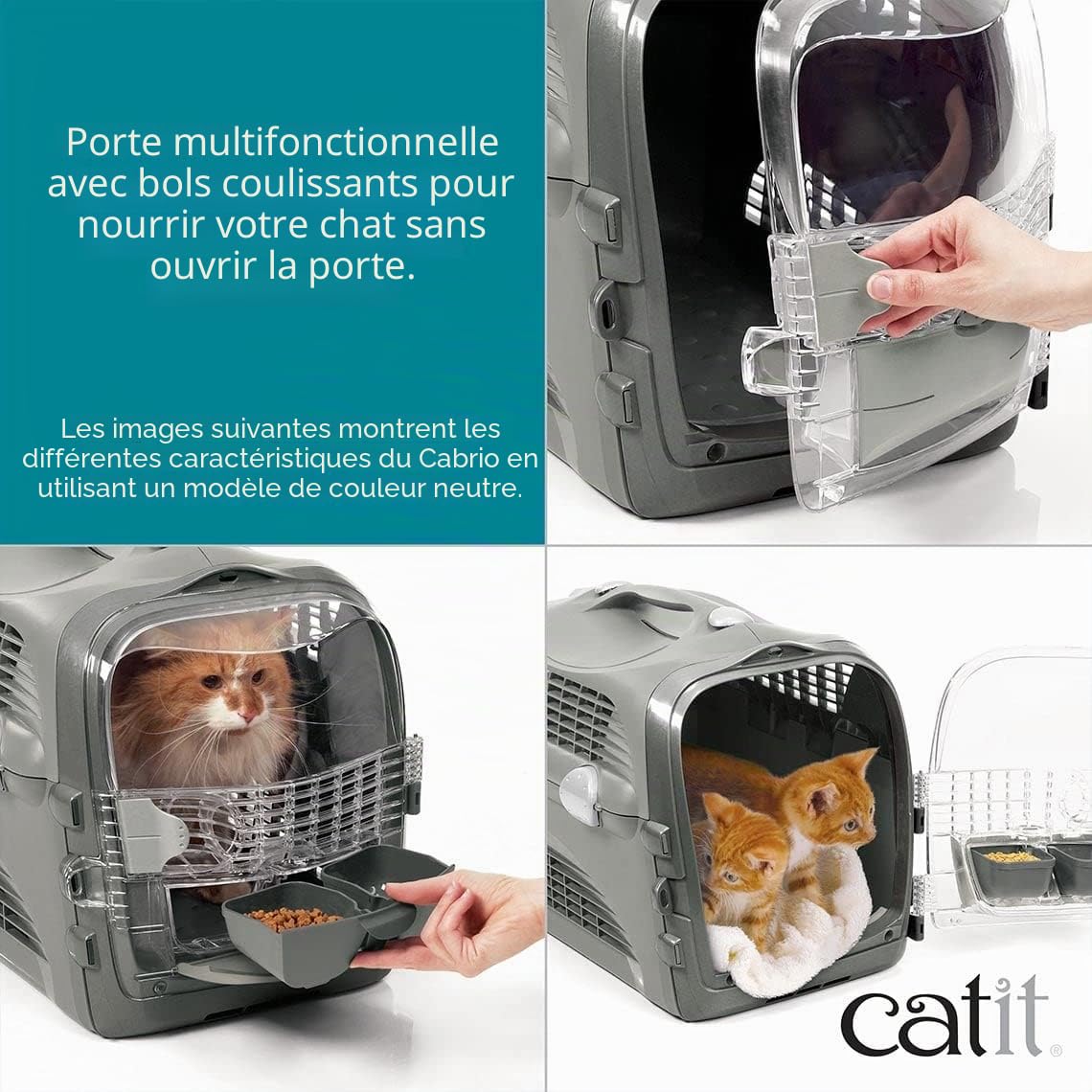 catit-design-cabrio-cage-de-transport-chat-turquoise-multifonction image 4