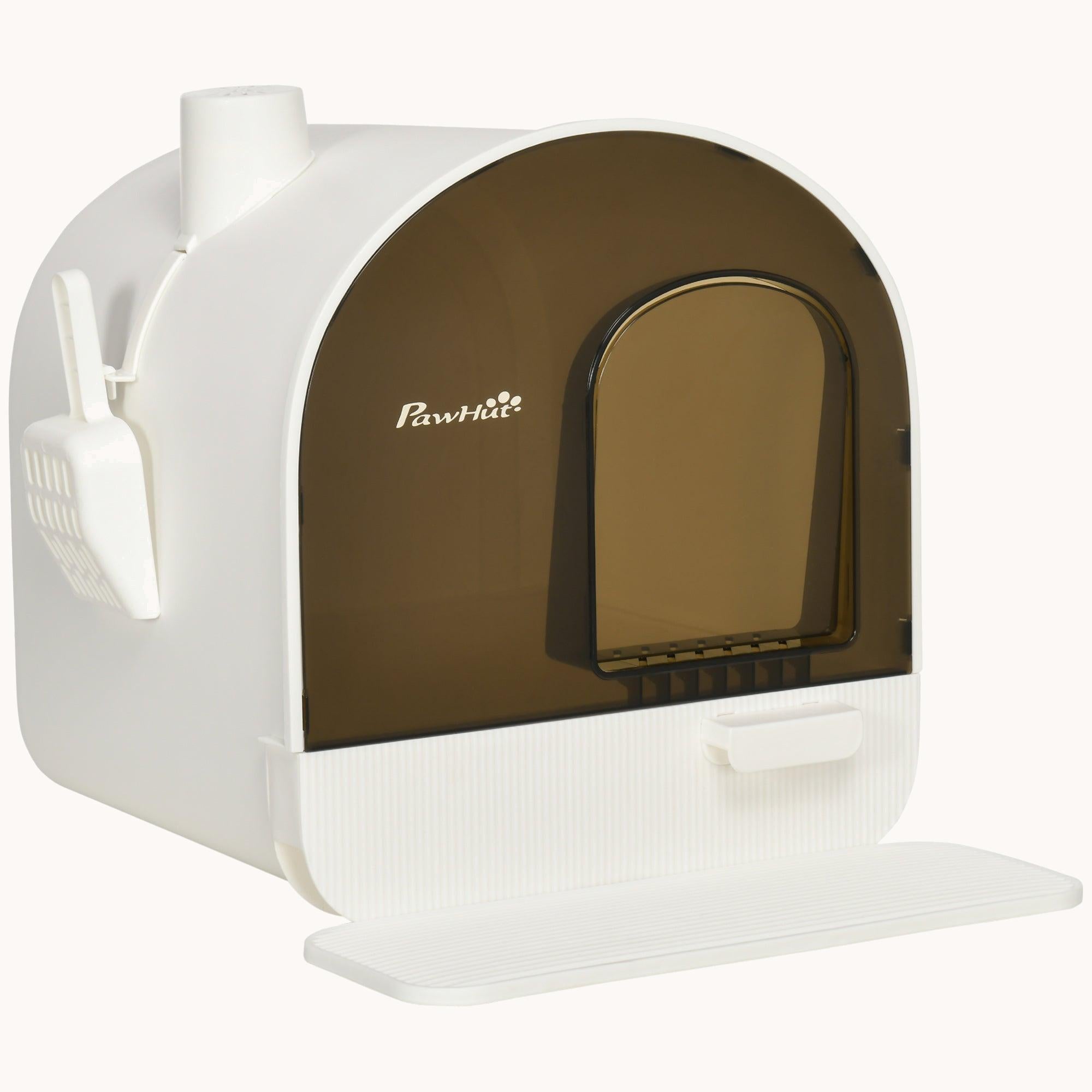 pawhut-bac-liti-re-couvert-avec-tiroir-filtre-et-pelle-17-x-17-x-18-5-blanc image 2