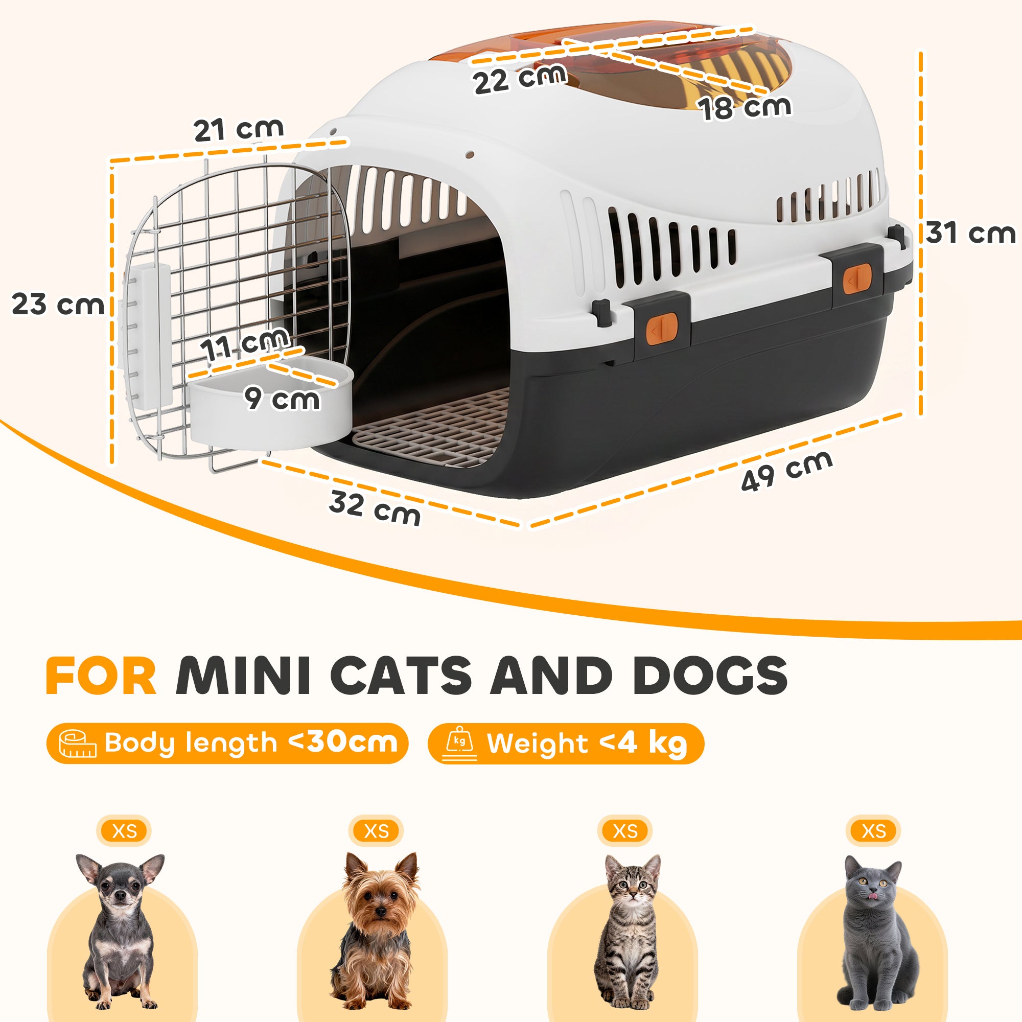 pawhut-transporteur-pour-animaux-en-plastique-coque-dure-avec-porte-en-acier-et- image 5
