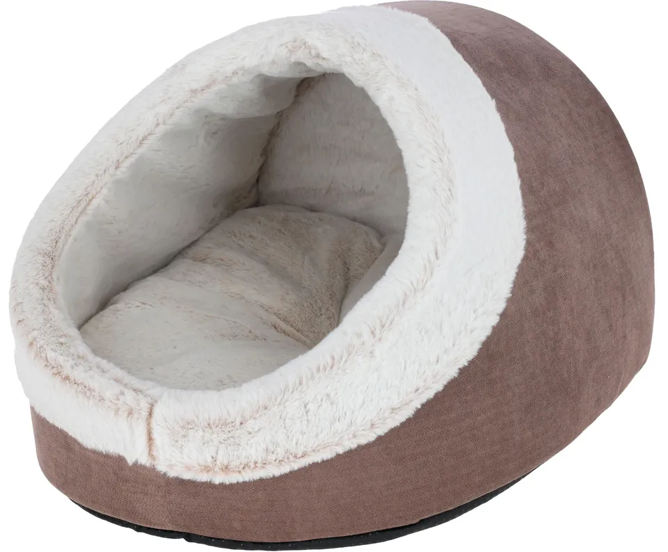 kerbl-pet-niche-chat-jana-cappuccino-45x37x30-cm-grotte-peluche image 1