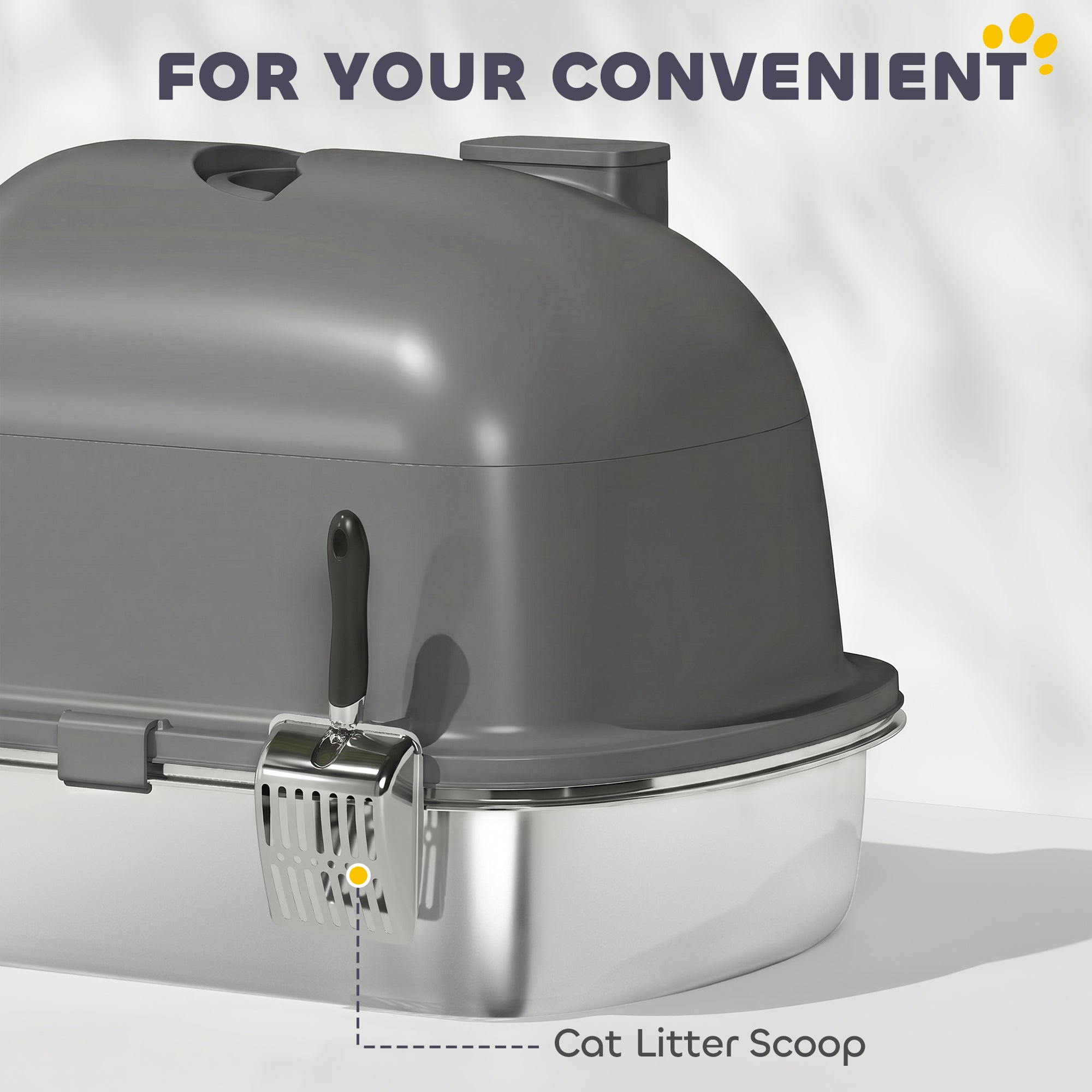 pawhut-bac-liti-re-chat-ferm-inox-avec-couvercle-pelle-et-d-sodorisant-gris-fonc image 8