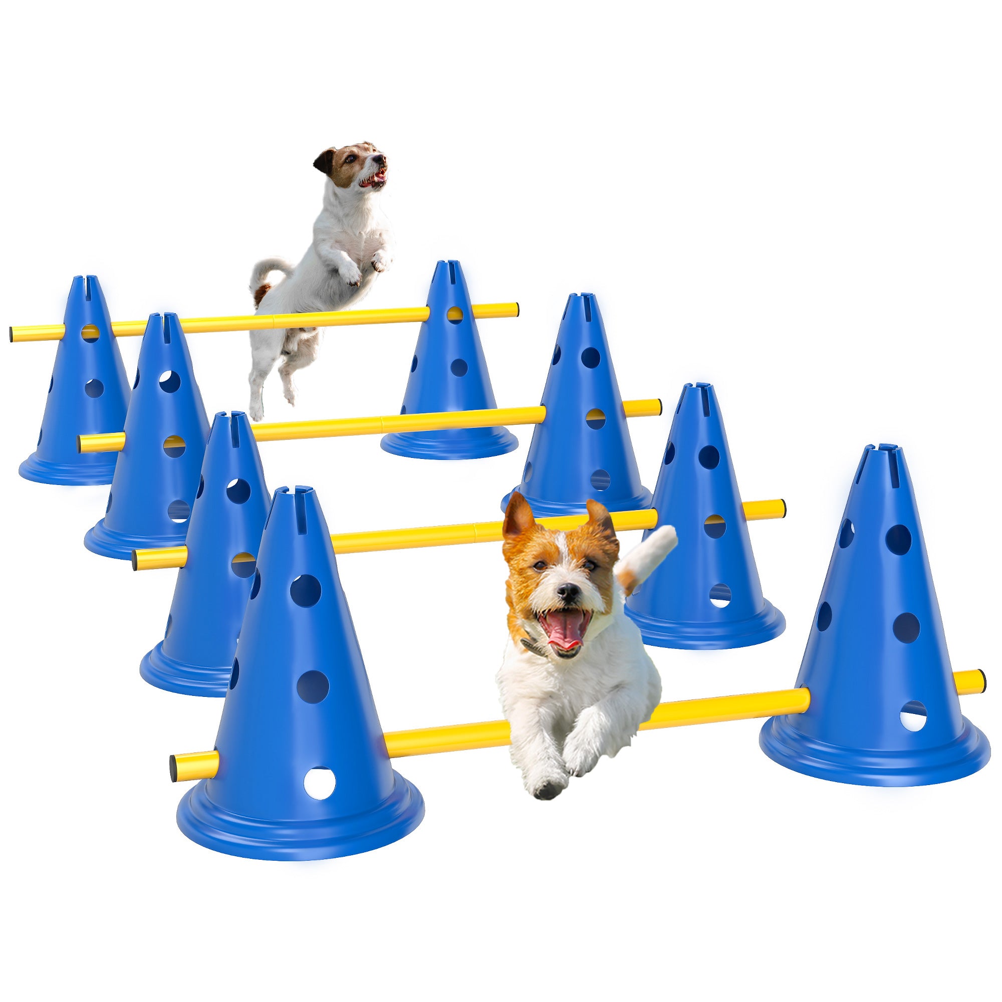 pawhut-kit-agility-chien-4-pi-ces-r-glable-avec-sac-bleu image 1