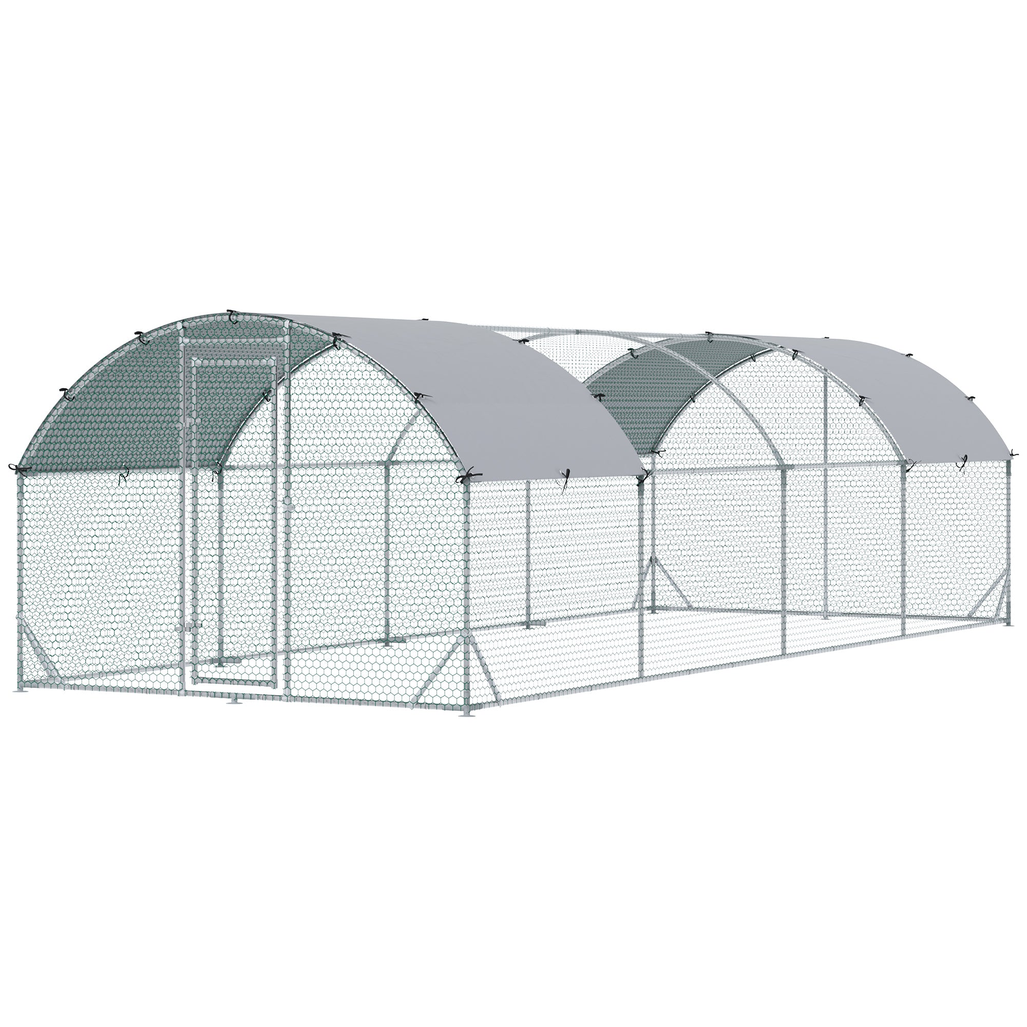 pawhut-parcours-poules-7-6-x-2-8-x-2-m-avec-protection-uv-et-porte-verrouillable image 2