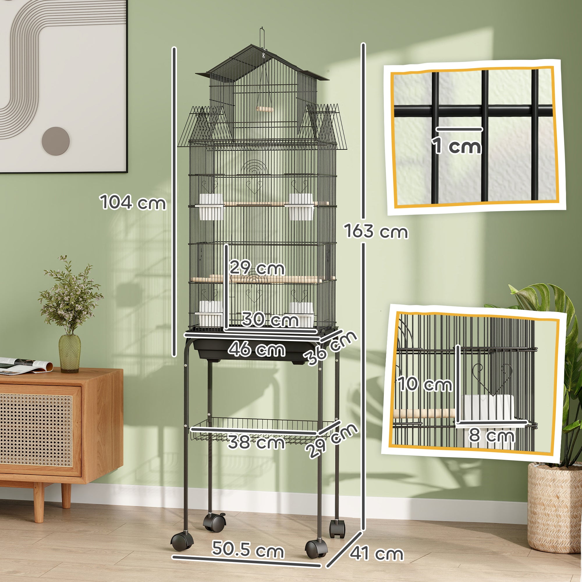 pawhut-cage-oiseaux-mobile-roulettes-43-x-32-5-x-163-cm image 5