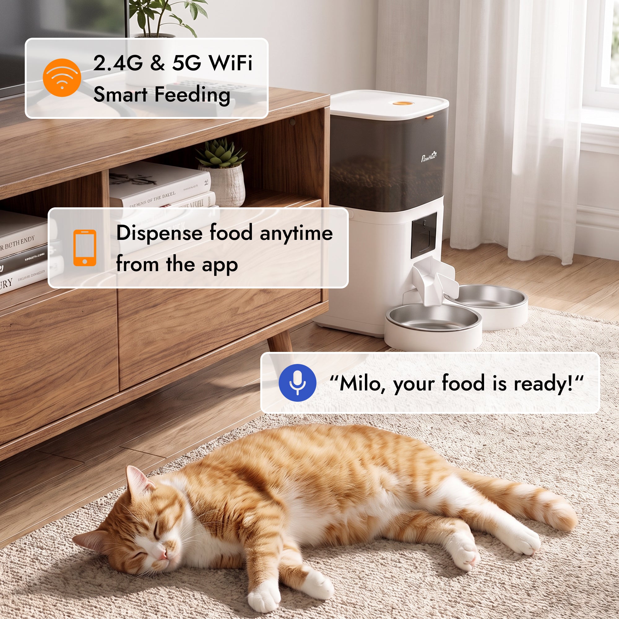 pawhut-distributeur-croquettes-chat-automatique-6l-connect-avec-double-bol image 5