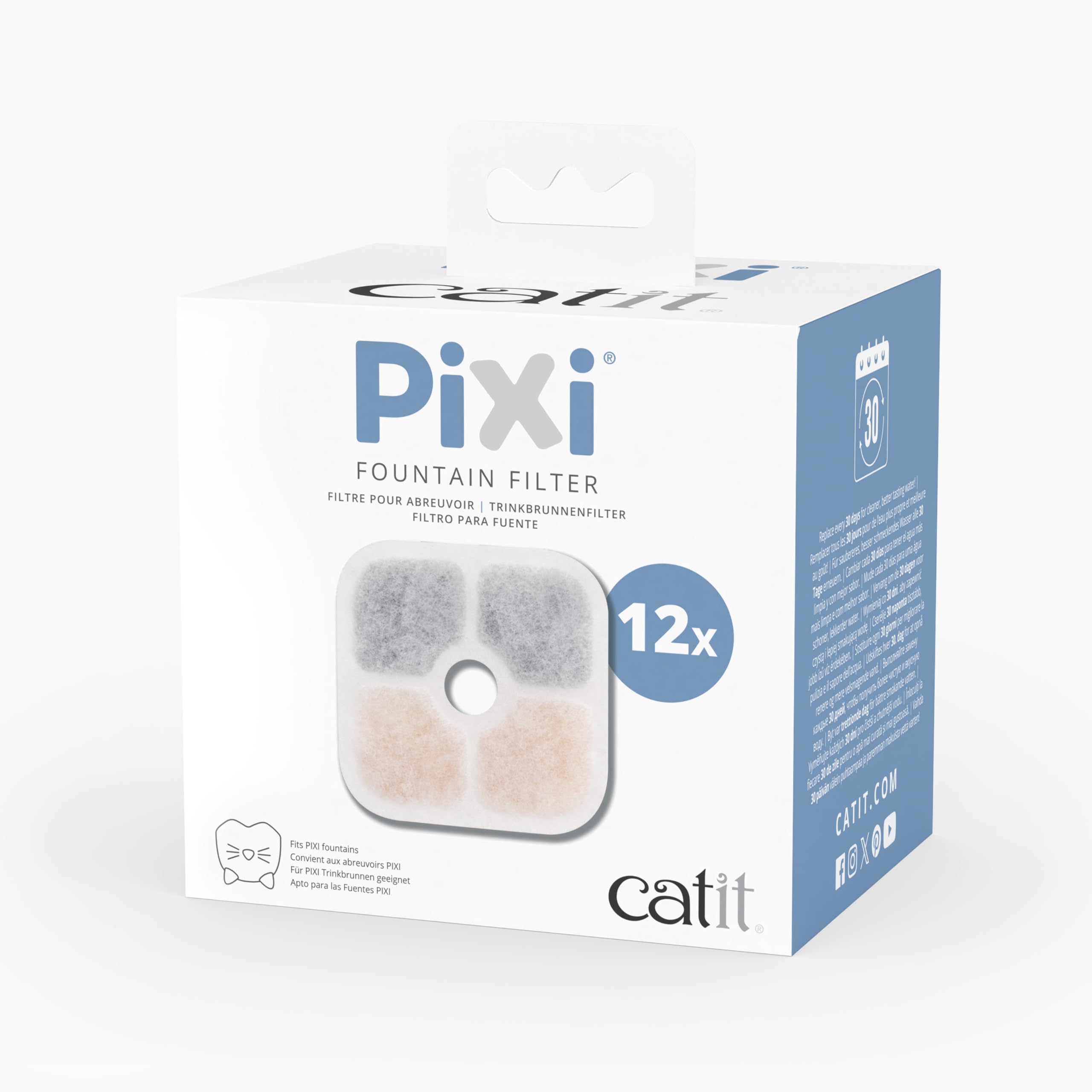 catit-pixi-cartouche-filtrante-fontaine-eau-pour-chat-lot-de-12-filtres-officiel image 1
