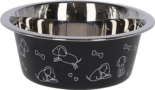 kerbl-pet-gamelle-pour-chien-en-acier-inoxydable-noire-900-ml-avec-motif image 5