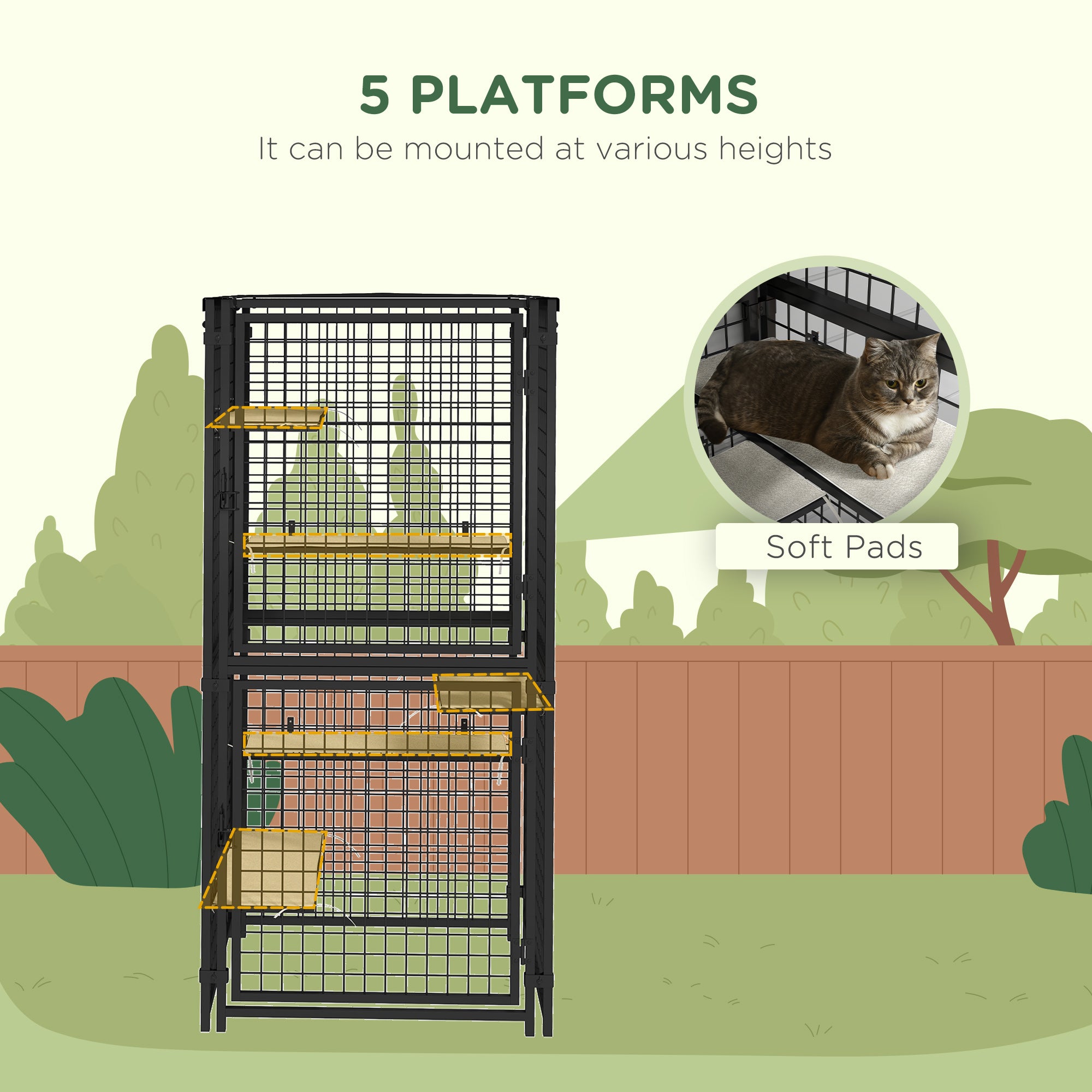 pawhut-grand-enclos-ext-rieur-pour-chat-en-m-tal-avec-5-plateformes-coussinets-e image 8