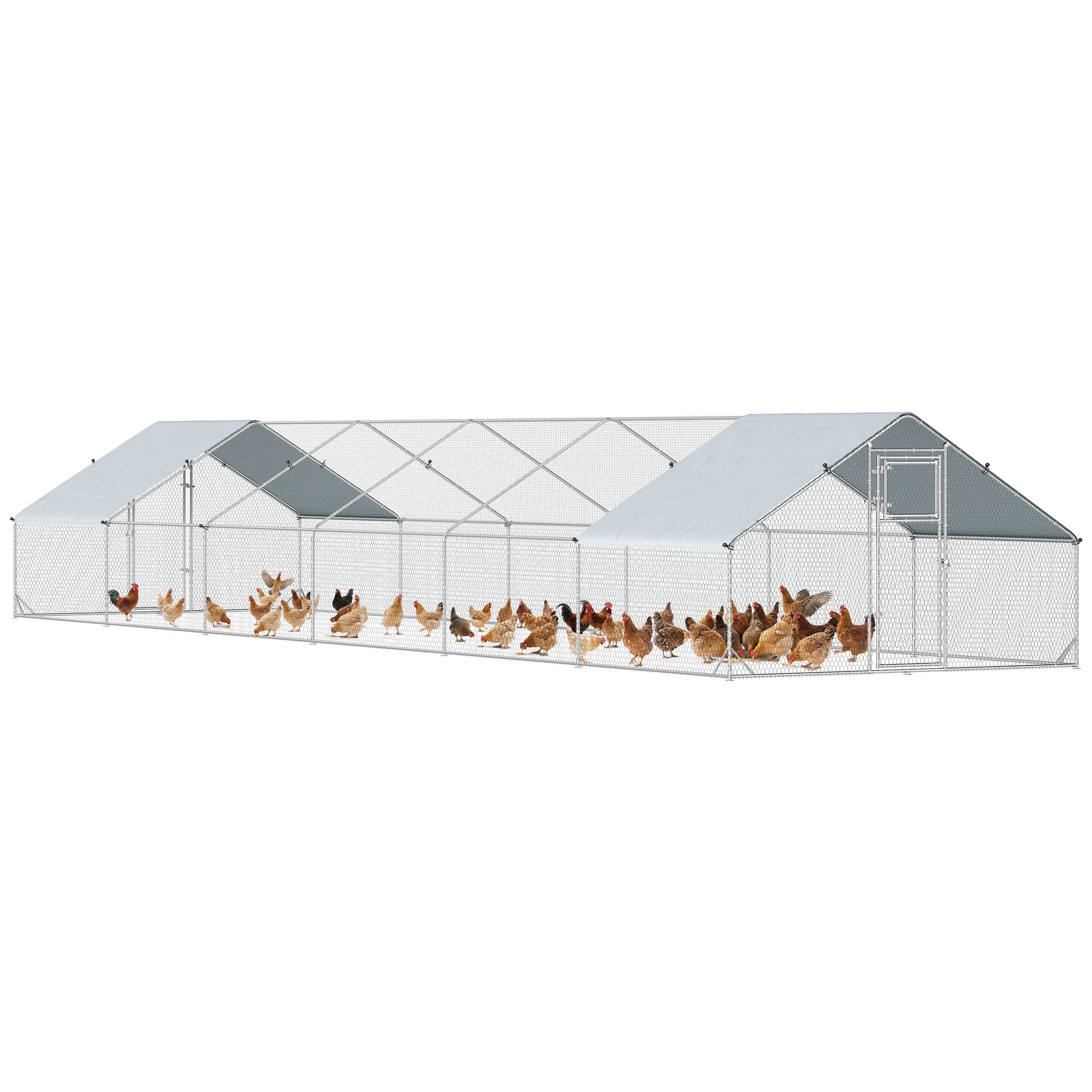 pawhut-enclos-poulailler-walk-in-extra-large-39-4-x-9-8-x-6-4-argent image 1