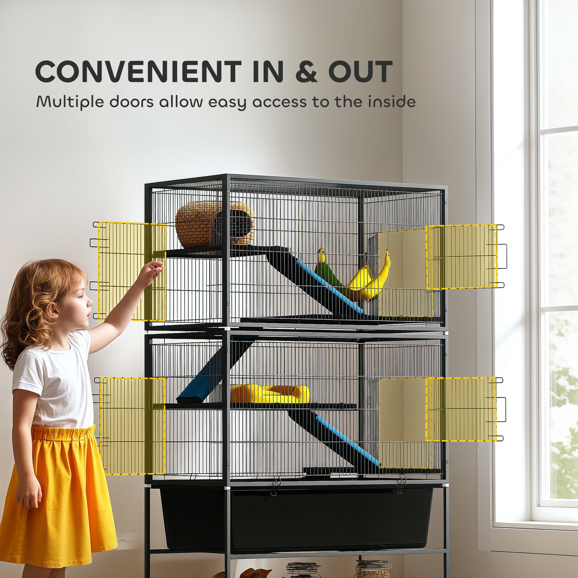 pawhut-cage-5-niveaux-pour-petits-animaux-avec-hamac-et-roulettes-gris-charbon image 8
