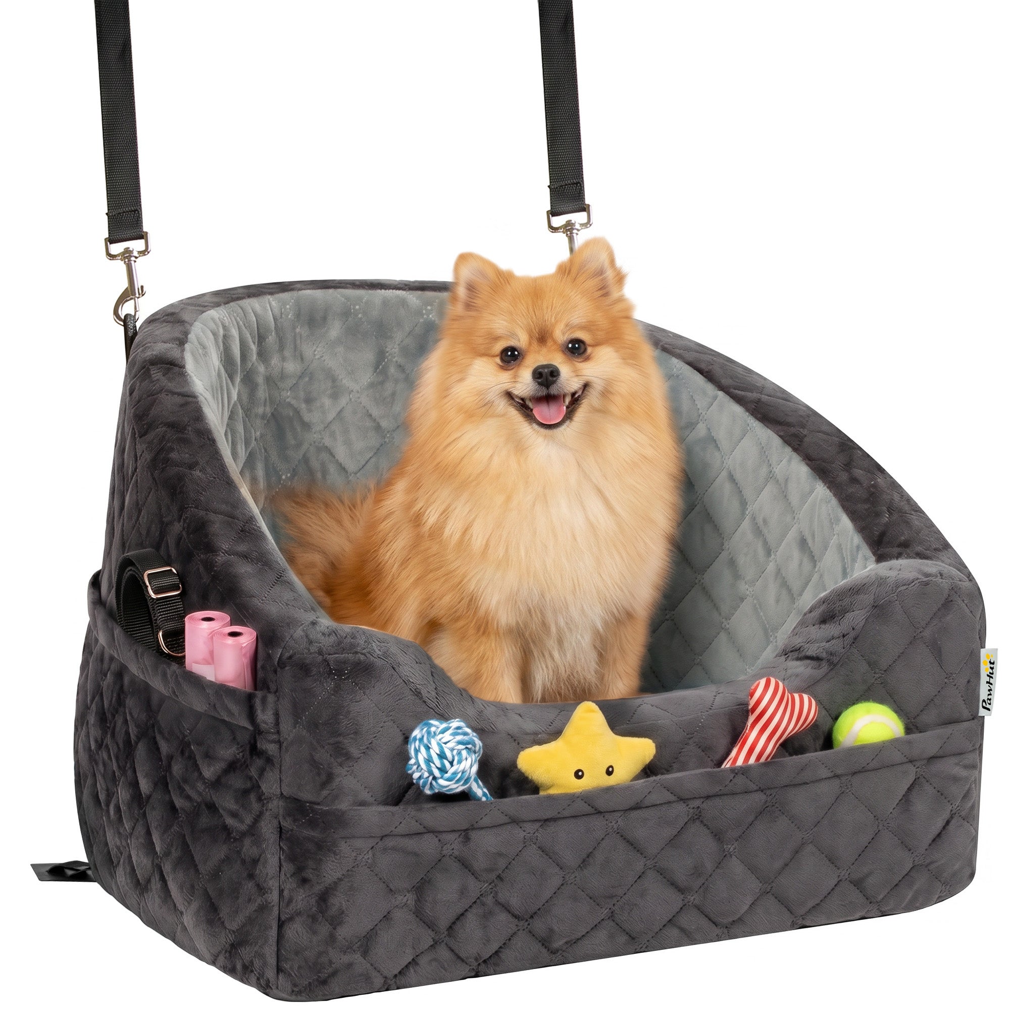 pawhut-rehausseur-si-ge-auto-pour-petit-chien-moins-de-10-kg-gris image 1