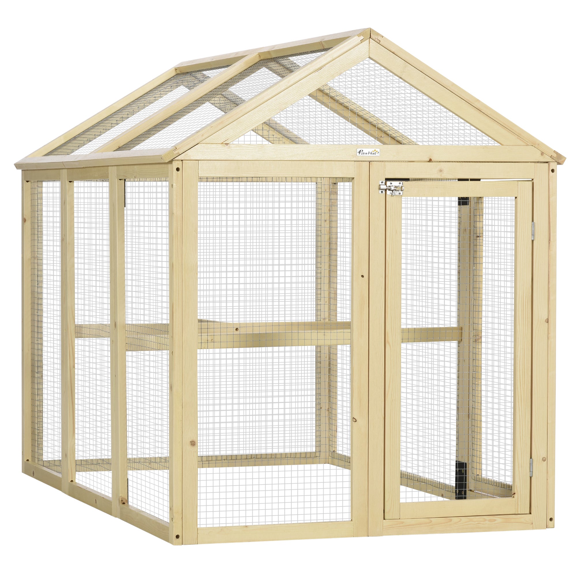 pawhut-enclos-poulailler-ext-rieur-avec-perchoirs-et-2-portes-1-3-poules-naturel image 2