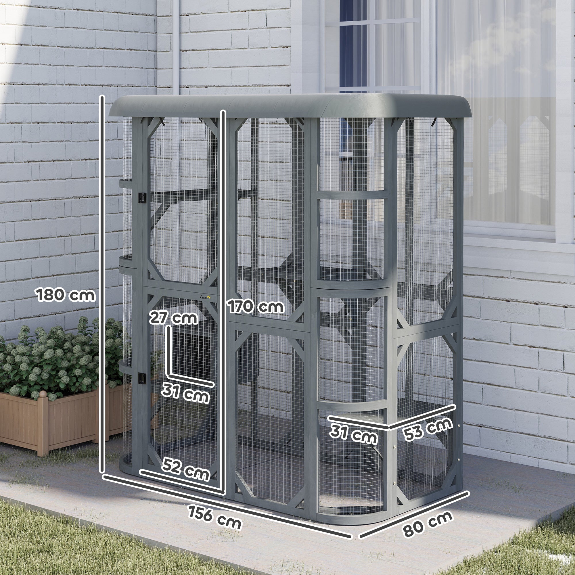 pawhut-enclos-ext-rieur-chat-pavillon-aventure-156-x-80-x-180-cm-gris image 5