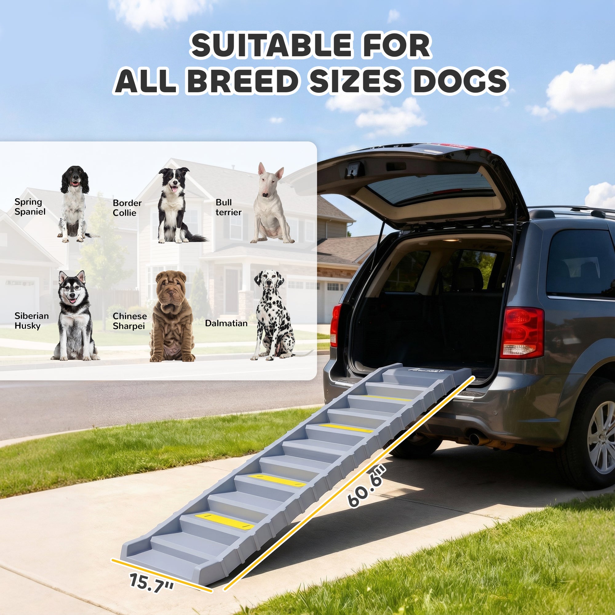 pawhut-escalier-rampe-10-marches-pour-chien-voiture-gris image 5