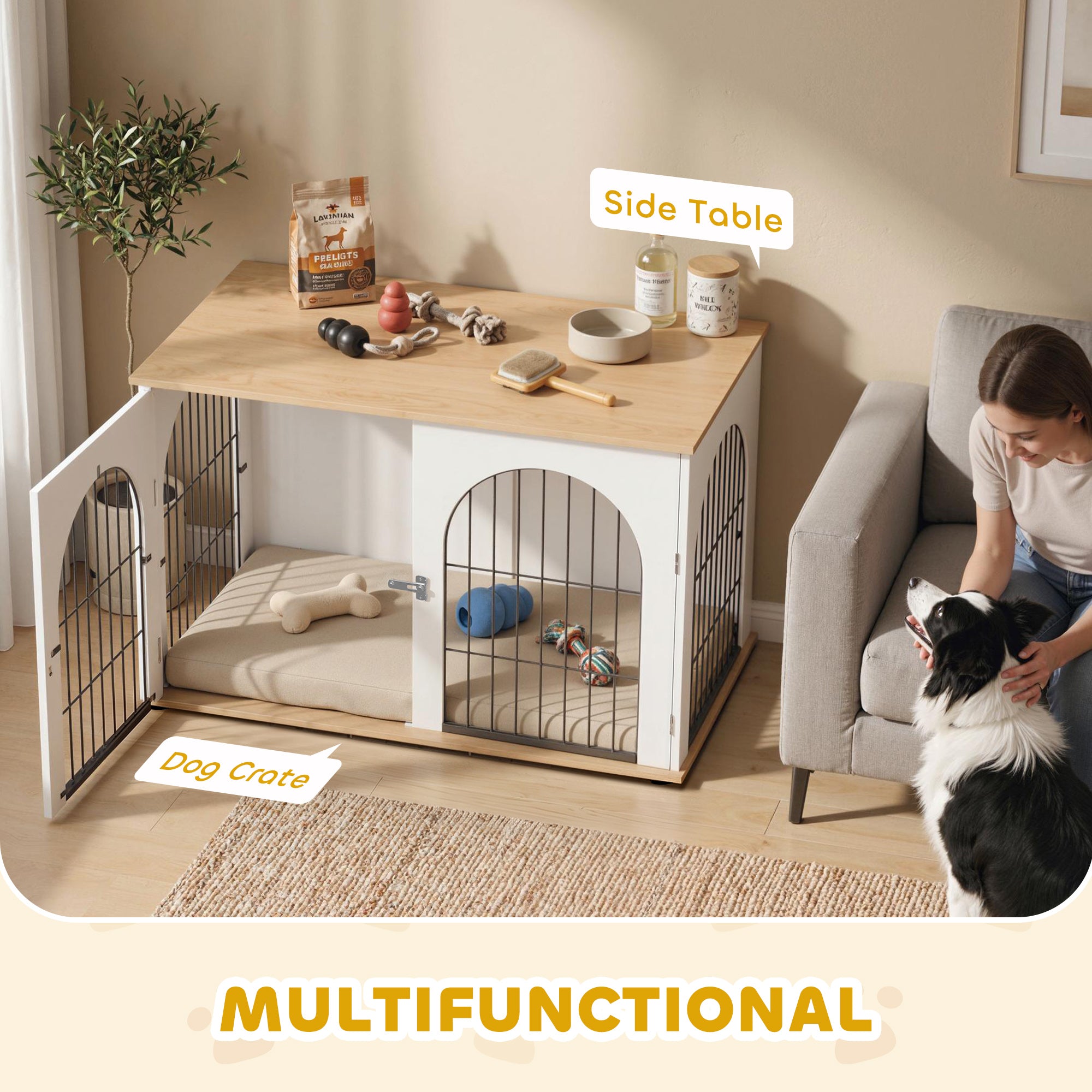 pawhut-cage-chien-d-int-rieur-double-porte-100-x-60-x-69-cm-blanc image 6