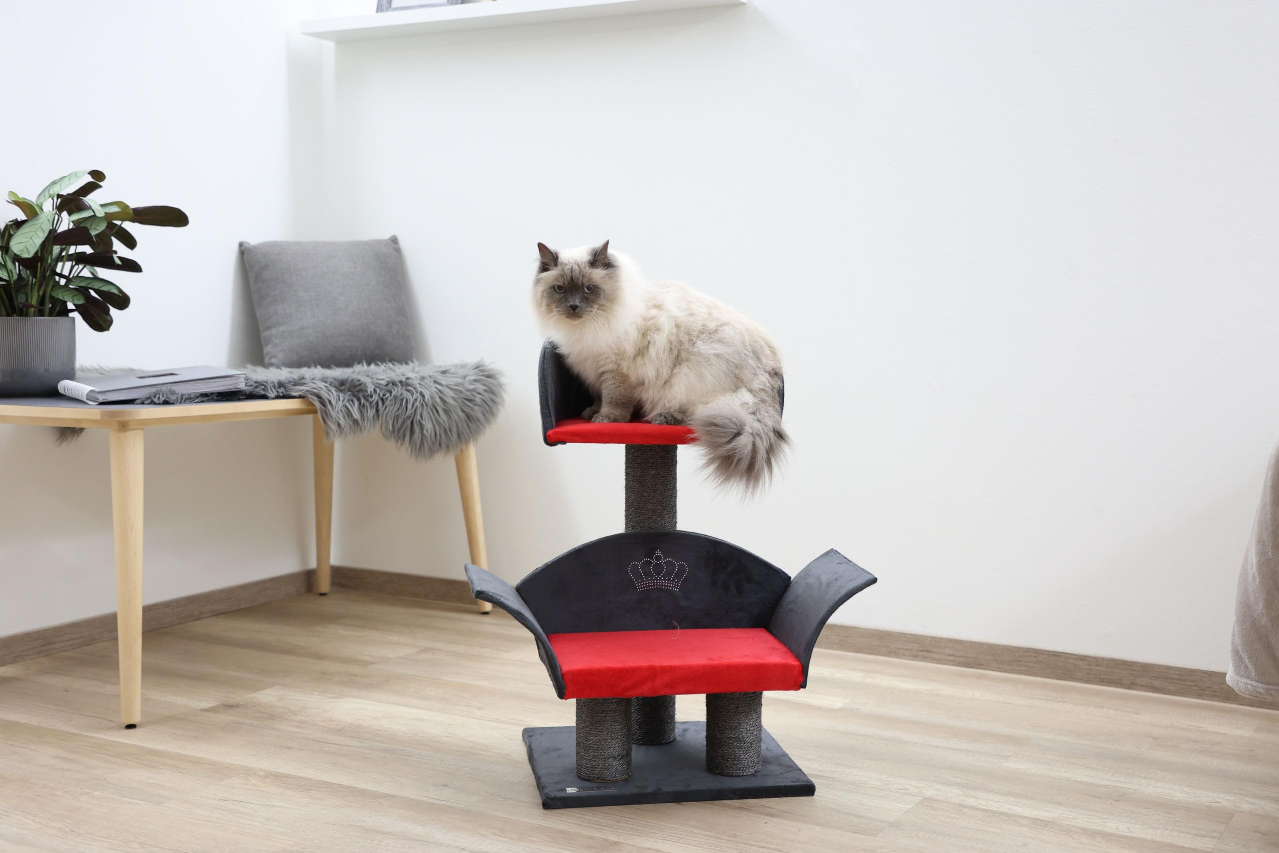 kerbl-81548-deluxe-lounge-arbre-chat-gris-rouge-70-cm image 3