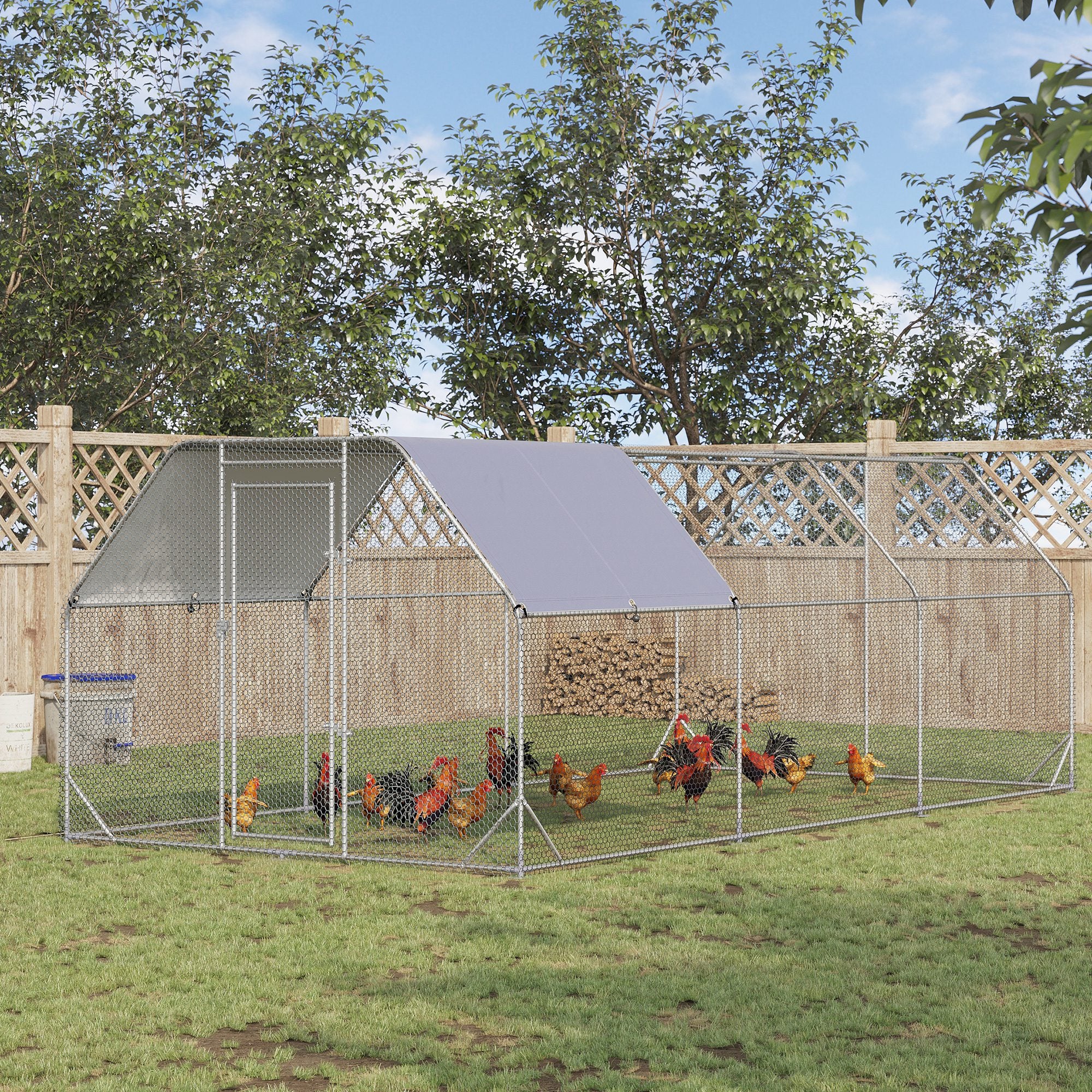 pawhut-enclos-ext-rieur-grillag-pour-poules-walk-in-18-7-x-9-2-avec-b-che-argent image 3