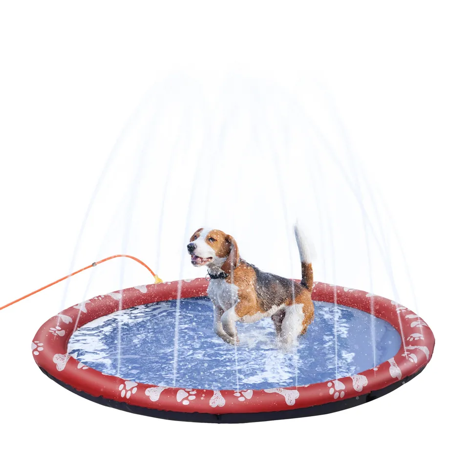 pawhut-tapis-splash-pad-chien-150-cm-rouge-antid-rapant-arrosage-pliable-ext-rie image 1