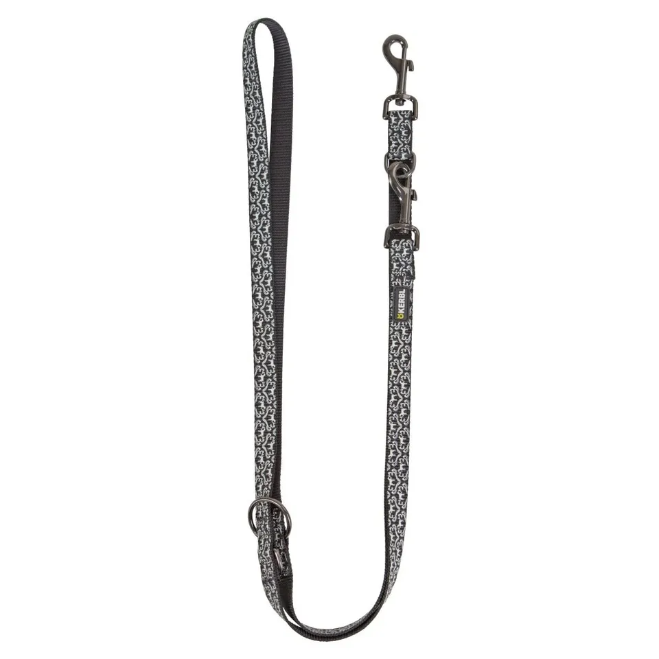 kerbl-shiny-night-laisse-longue-pour-chien-200-cm-20-mm-noir-blanc image 1