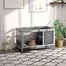 pawhut-clapier-lapin-compact-roulettes-en-bois-acc-s-facile-gris image 2