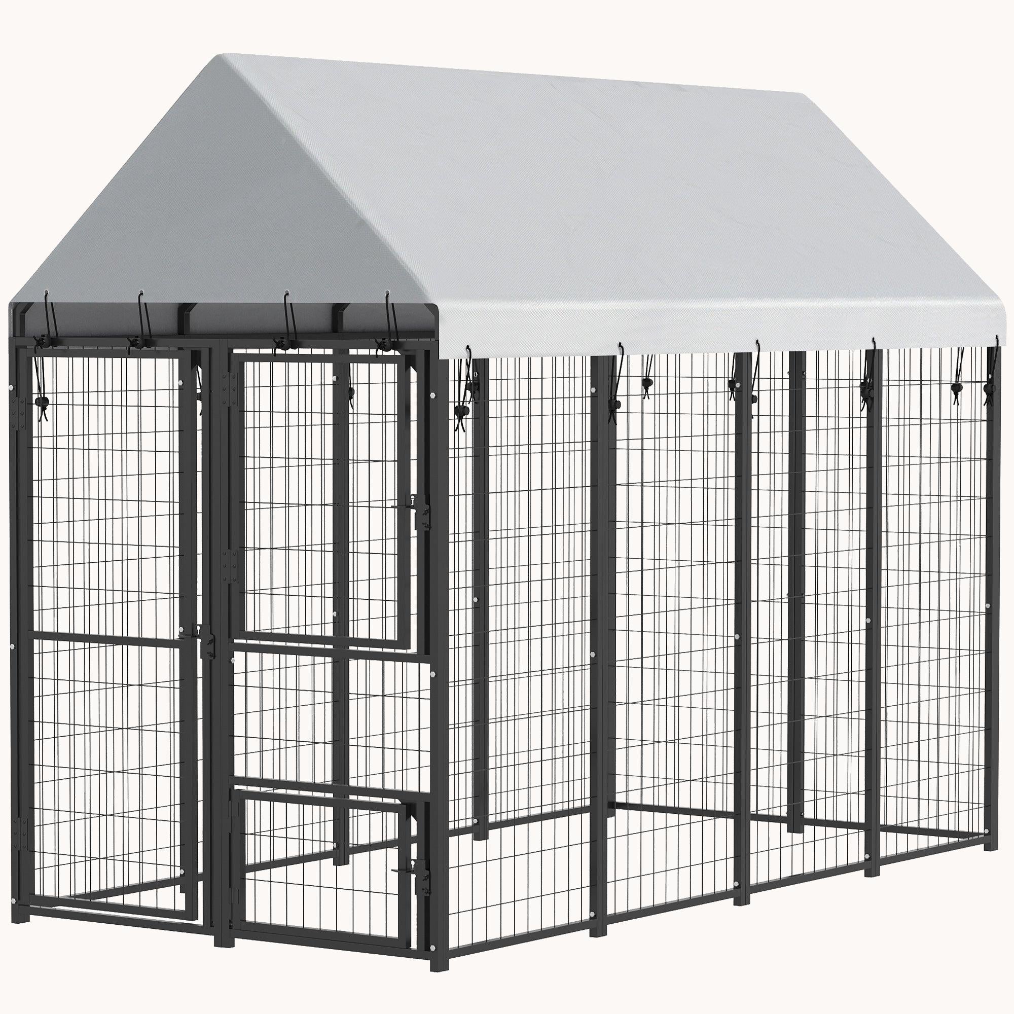pawhut-chenil-ext-rieur-extensible-8-x-4-x-6-avec-toit-et-3-portes image 2