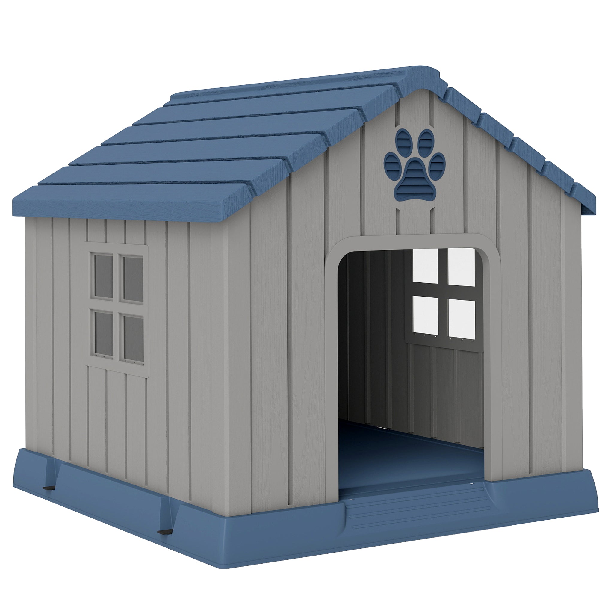 pawhut-niche-chien-d-ext-rieur-style-cabane-ventil-e-grise image 1