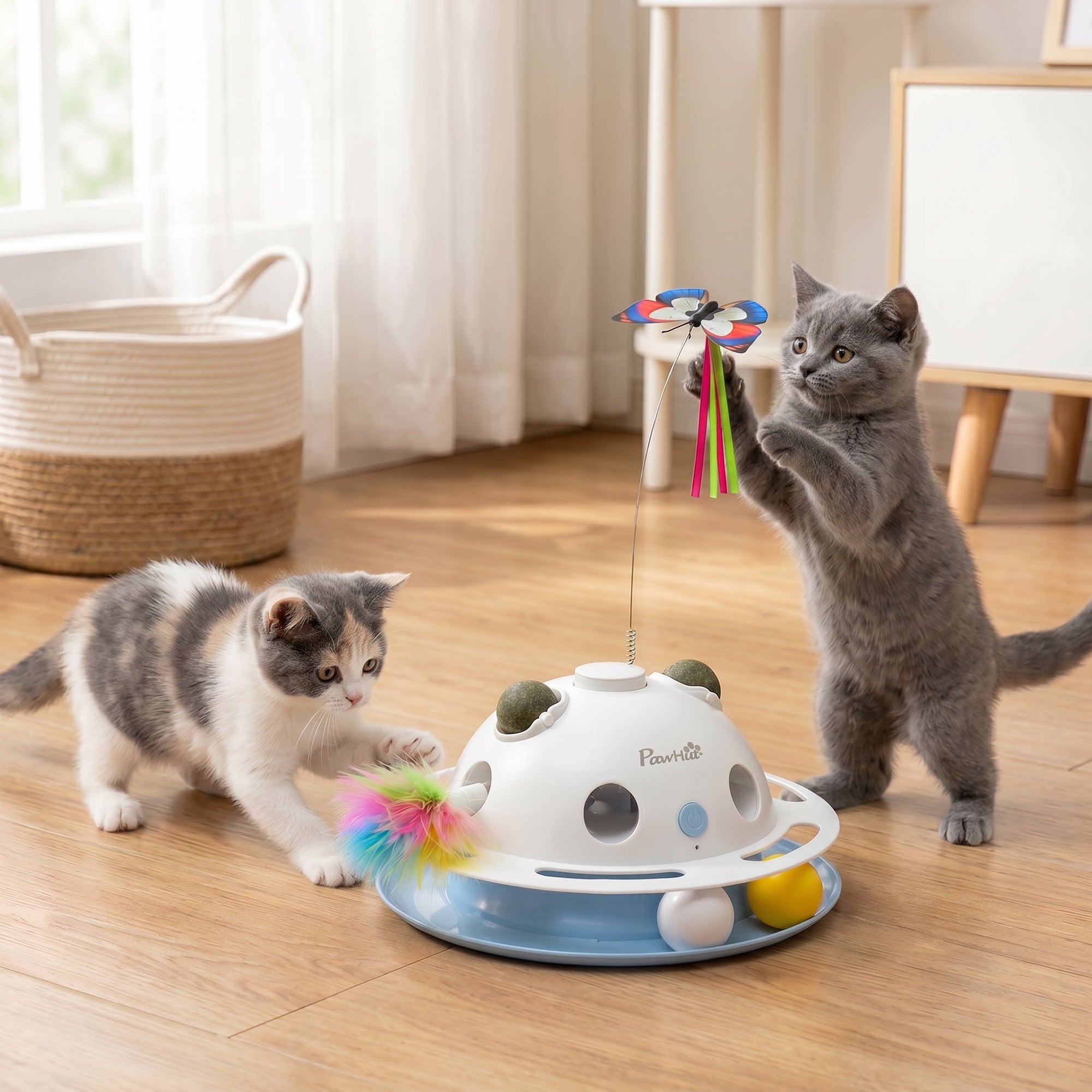 pawhut-jouet-chat-interactif-4-en-1-papillon-plumes-et-herbe-chat image 3