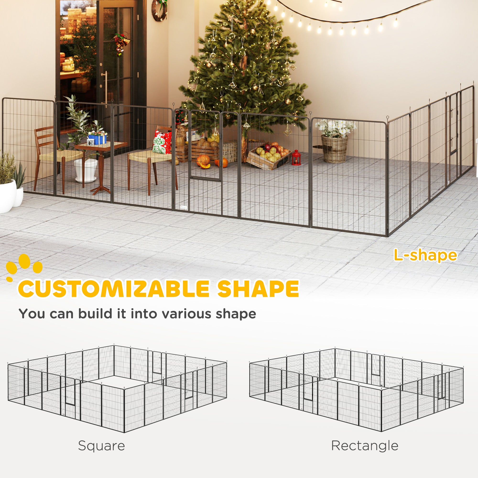 pawhut-parc-modulable-24-panneaux-113-cm-chien-int-rieur-ext-rieur-avec-porte-ve image 7