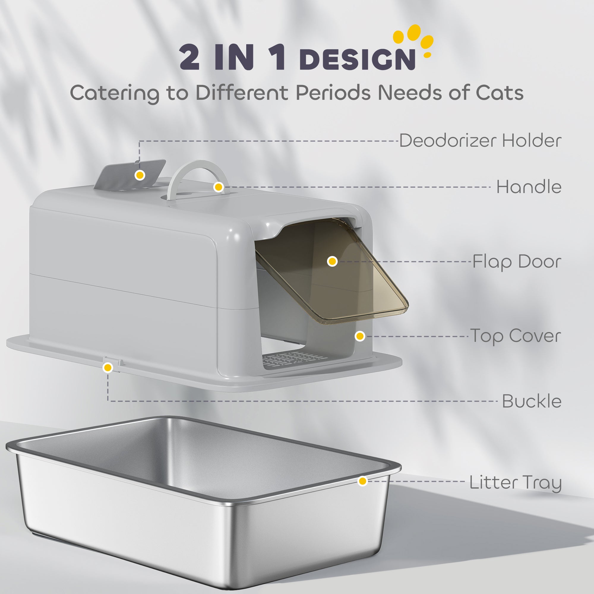 pawhut-bac-liti-re-chat-extra-large-inox-avec-couvercle-pelle-filtre-et-sacs image 8