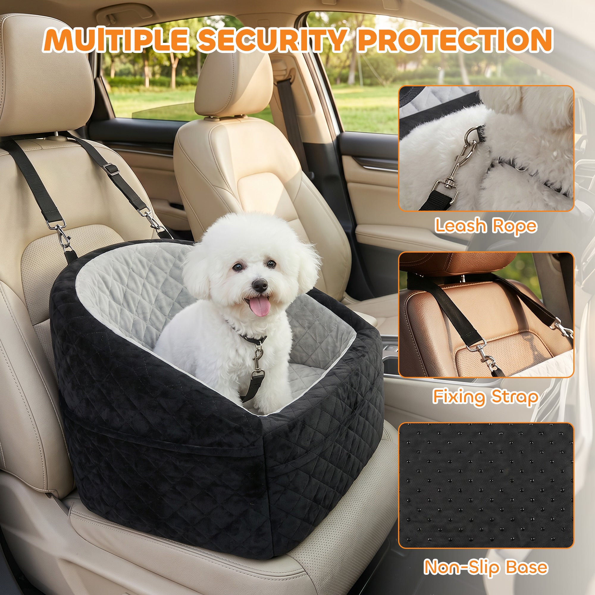 pawhut-rehausseur-si-ge-auto-pour-petit-chien-moins-de-10-kg-gris-lavable image 6