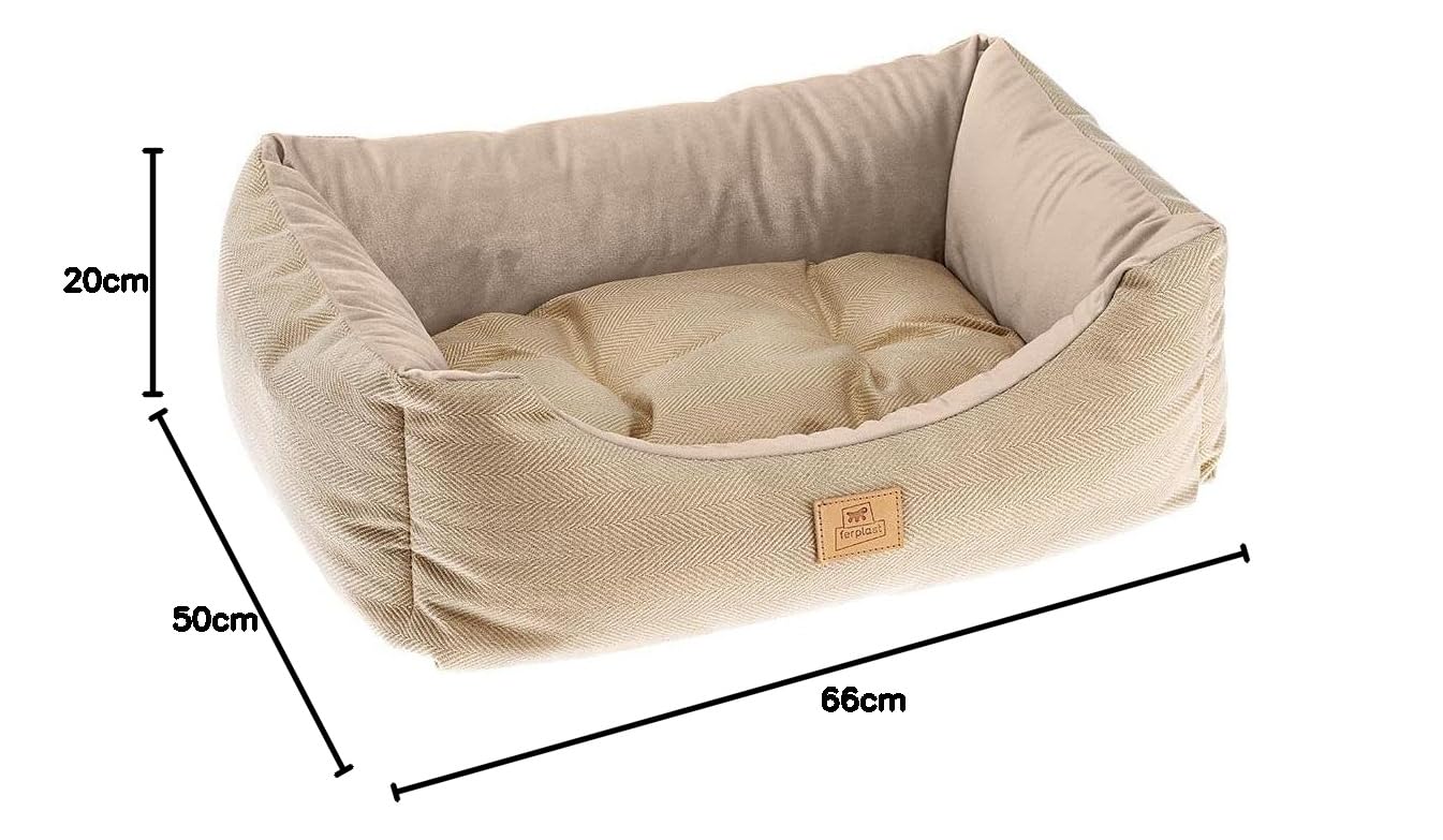 ferplast-chester-60-canap-lit-pour-chien-et-chat-beige-avec-coussin image 2