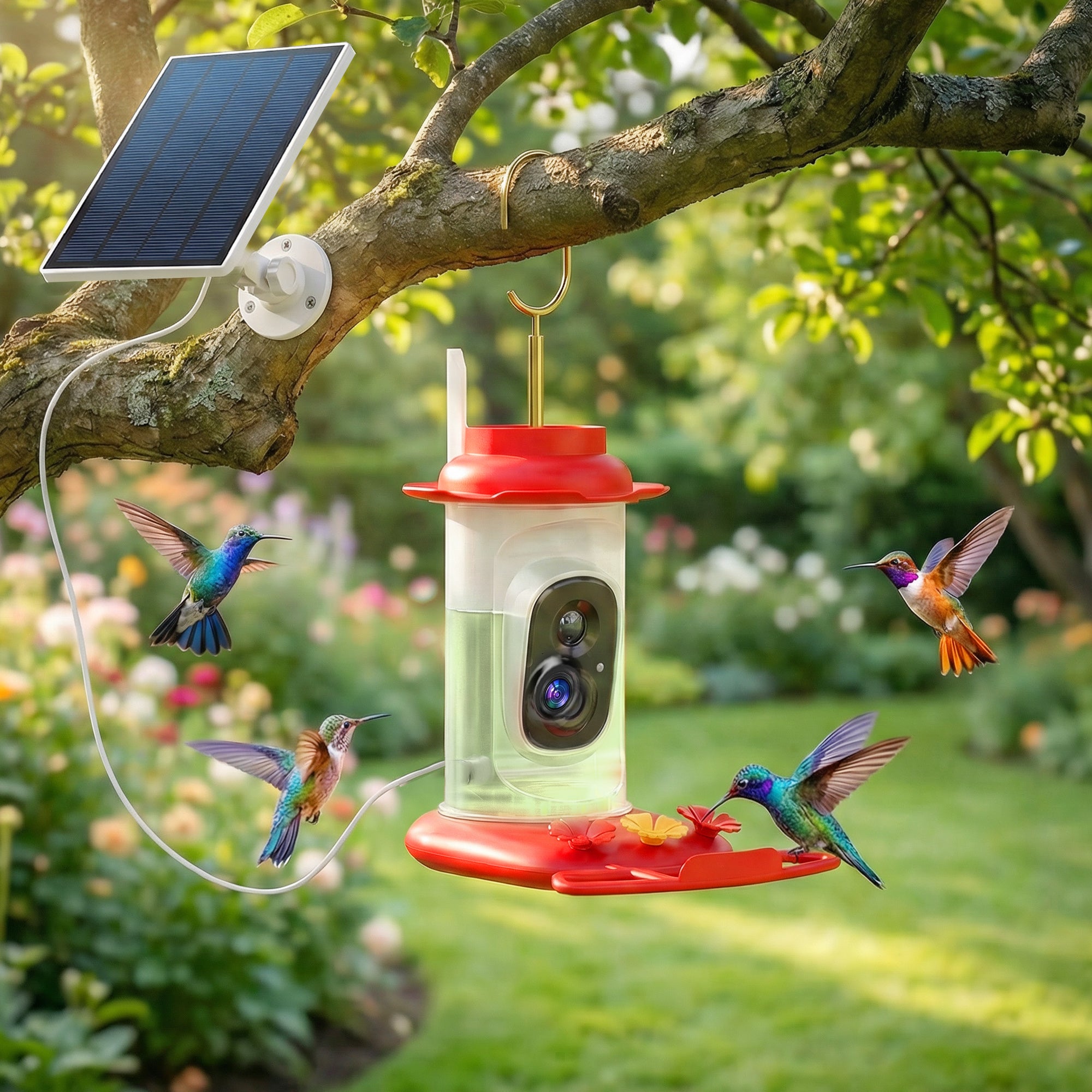 pawhut-mangeoire-colibris-avec-cam-ra-2k-ai-16k-oiseaux-et-solaire-3w-alertes-li image 3