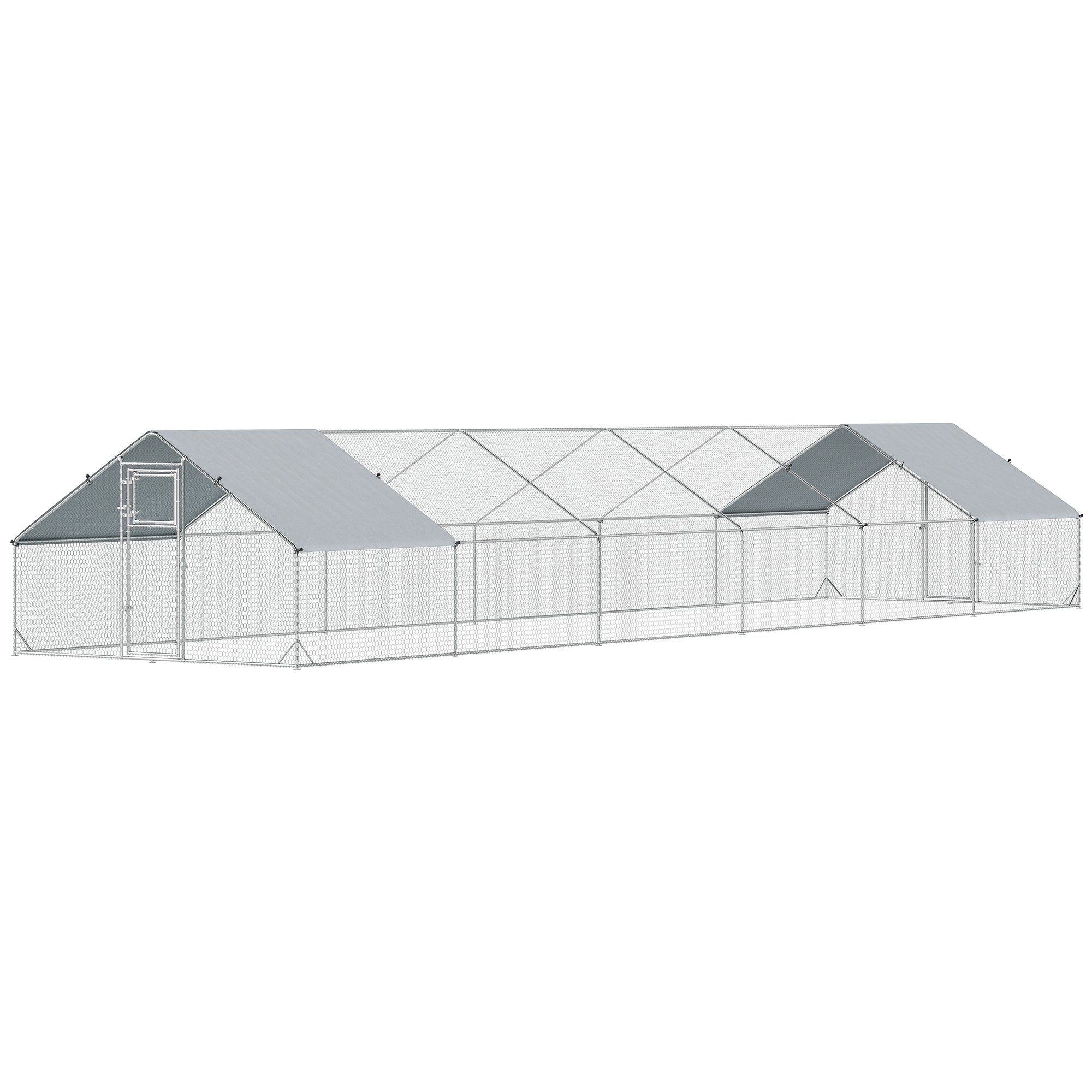 pawhut-enclos-poulailler-walk-in-extra-large-39-4-x-9-8-x-6-4-argent image 2