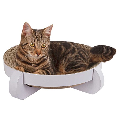 kerbl-platinum-corbeille-griffoir-pour-chat-35x35x10-cm-blanc-avec-cataire image 3