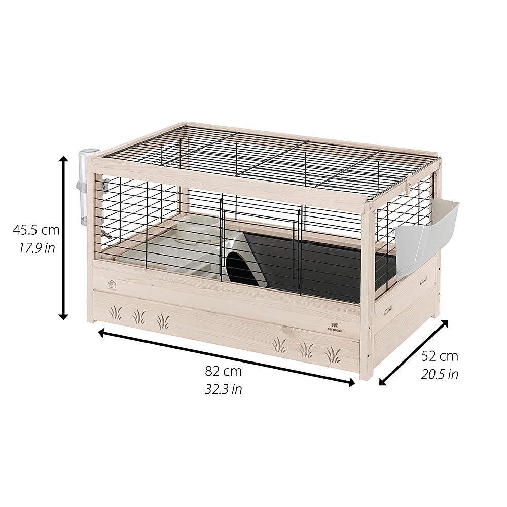 ferplast-arena-80-cage-lapins-et-cochons-d-inde-82x52x45-5-cm-bois-fsc-avec-acce image 2