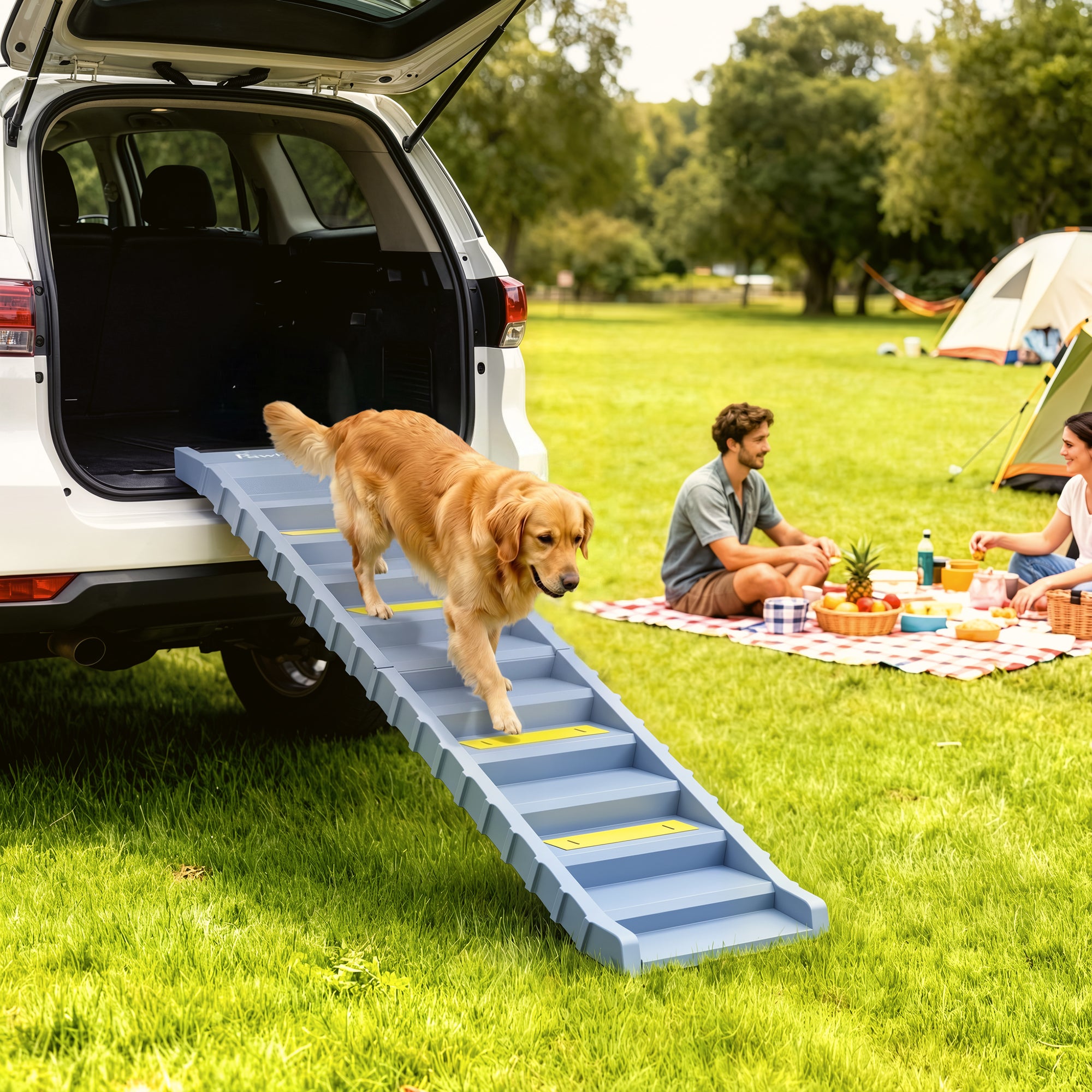 pawhut-rampe-pliable-10-marches-pour-chien-voiture-et-lit-bandes-antid-rapantes- image 3