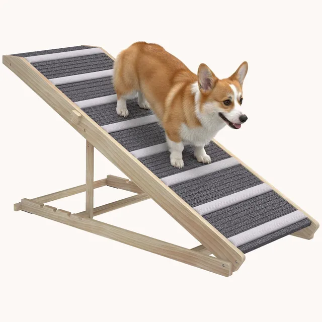 pawhut-rampe-pliable-pour-chien-4-hauteurs-16-23-5-tapis-antid-rapant image 1