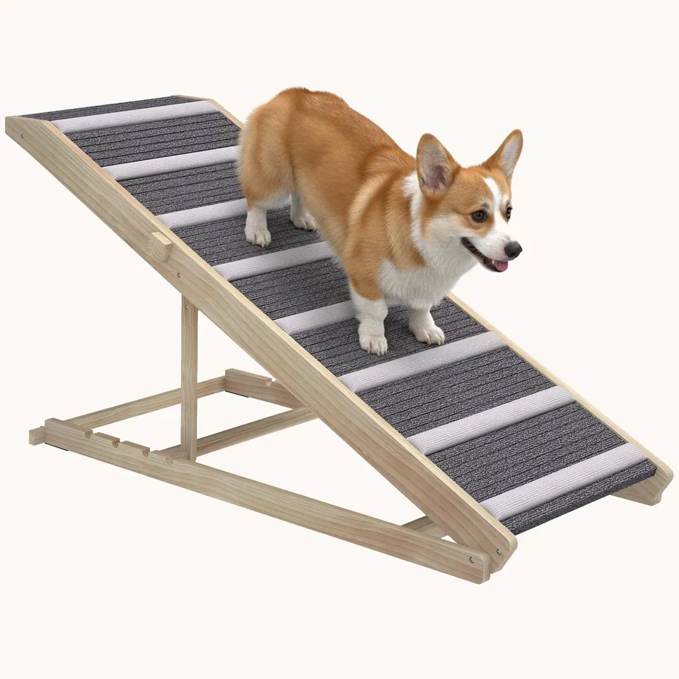 pawhut-rampe-pliable-pour-chien-4-hauteurs-16-23-5-tapis-antid-rapant image 1