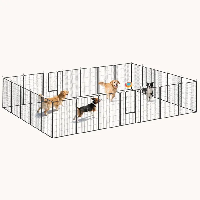 pawhut-parc-modulable-24-panneaux-113-cm-chien-int-rieur-ext-rieur-avec-porte-ve image 1