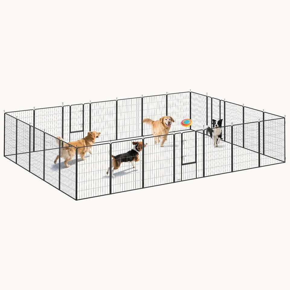 pawhut-parc-modulable-24-panneaux-113-cm-chien-int-rieur-ext-rieur-avec-porte-ve image 1
