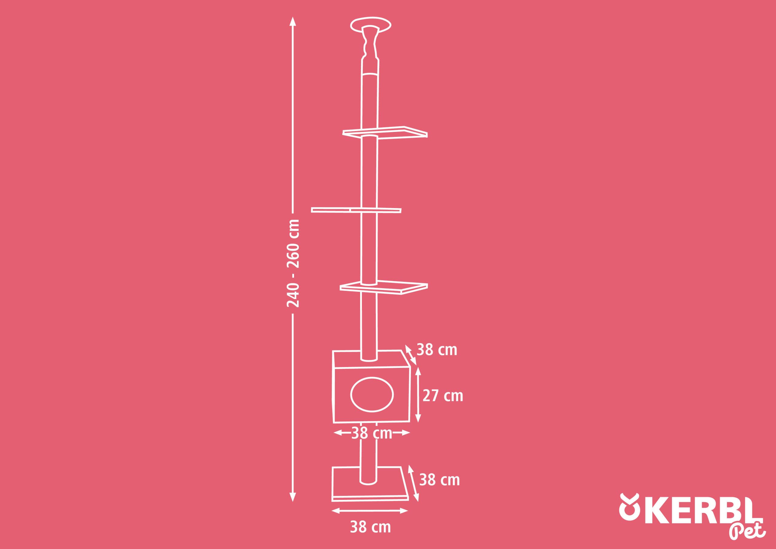 kerbl-arbre-chat-ferdi-blanc-38-x-38-x-240-260-cm-avec-fixation-plafond image 7