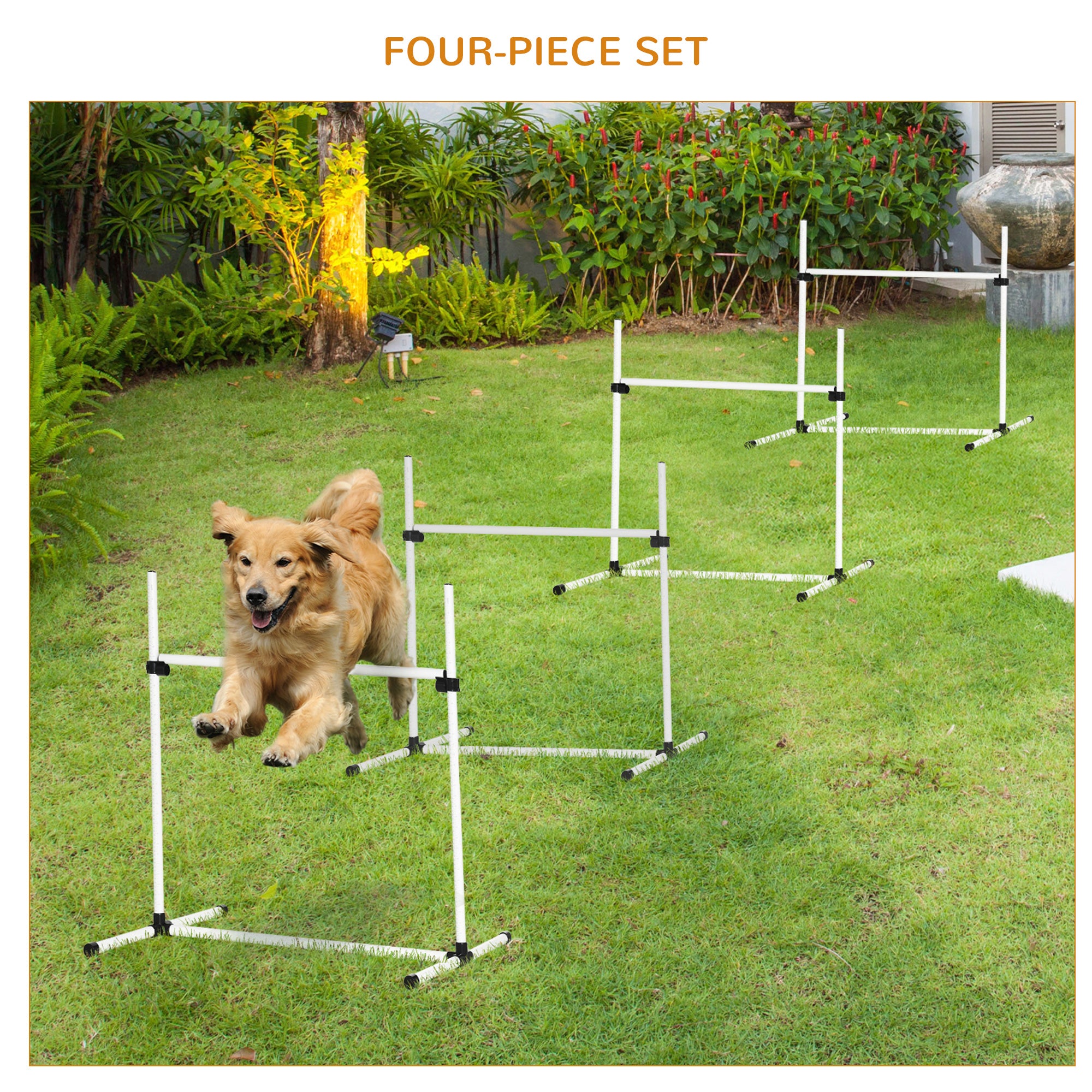 pawhut-kit-agility-4-haies-r-glables-blanc-pour-chiens image 8