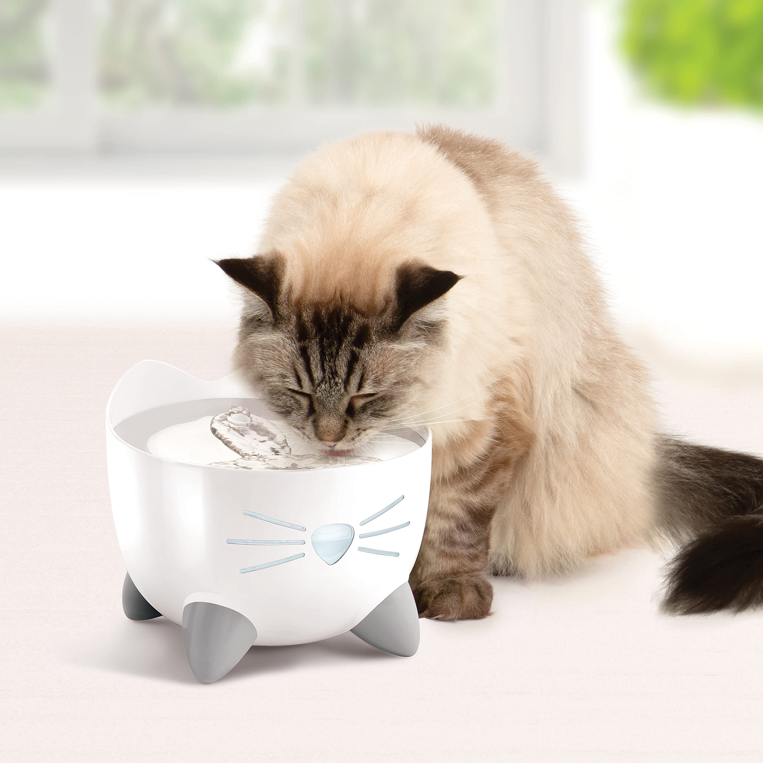 catit-pixi-fontaine-eau-pour-chat-en-acier-inoxydable-2-5-l-blanche image 2