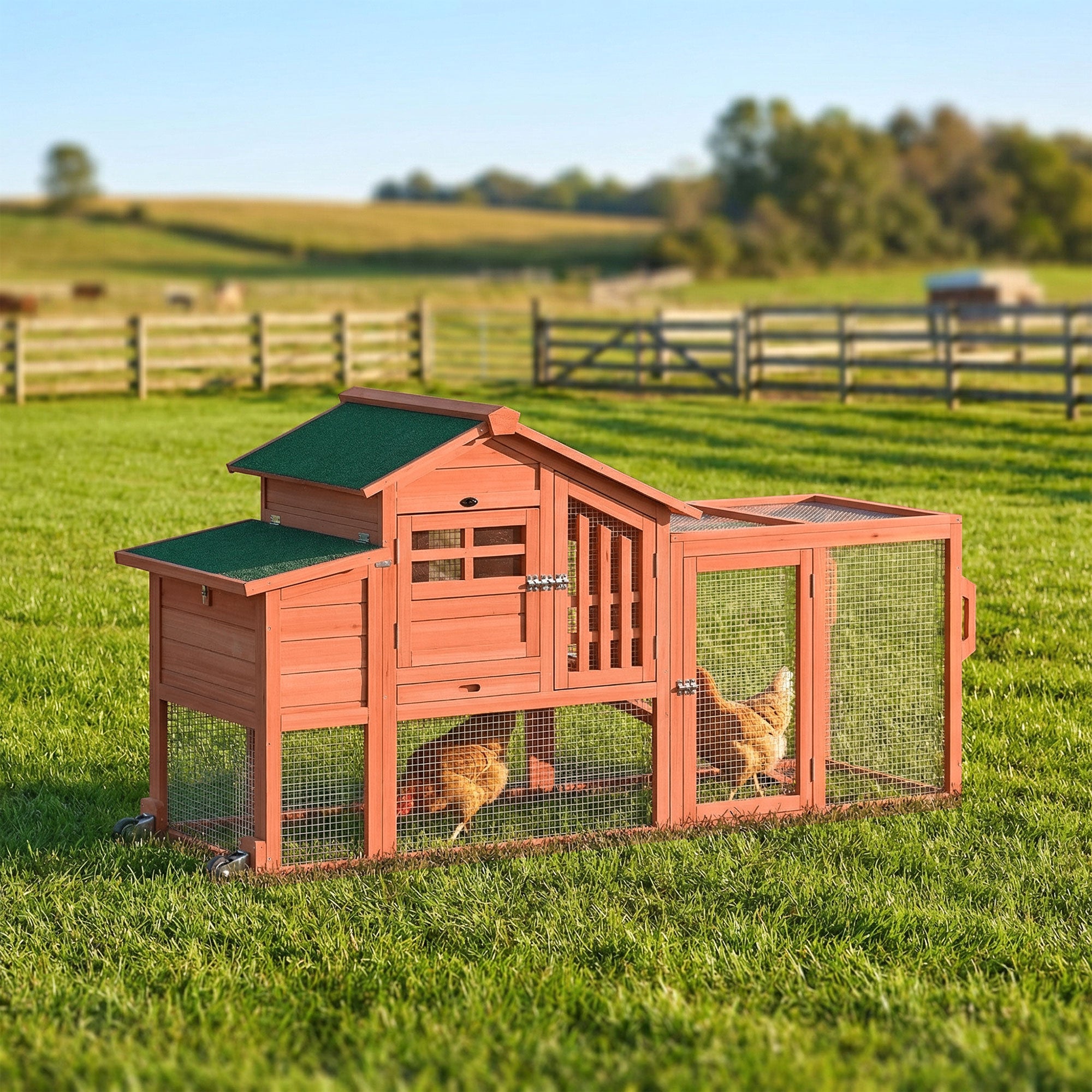 pawhut-poulailler-mobile-avec-enclos-orange-190-x-69-x-97-cm-1-2-poules image 4