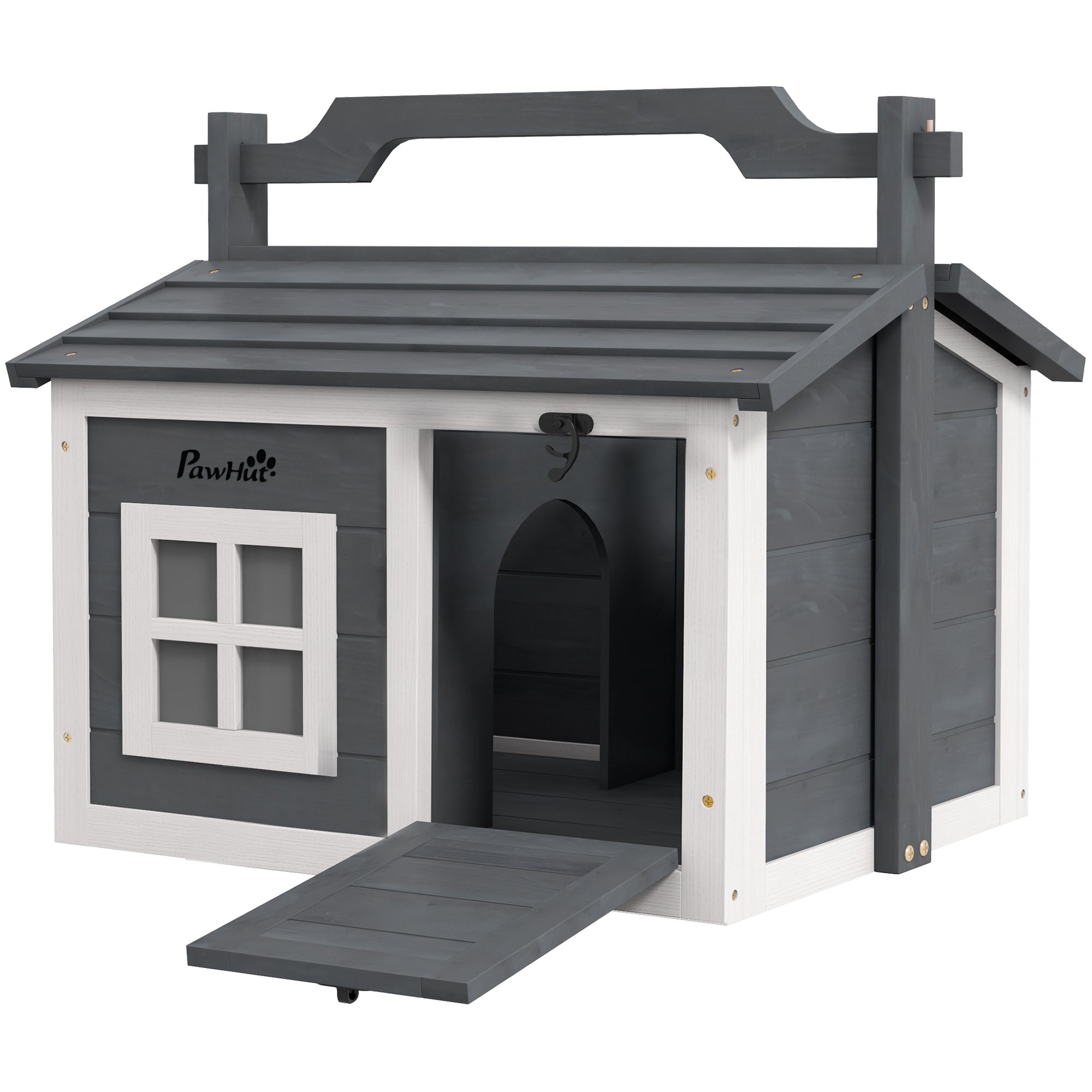 pawhut-clapier-cage-2-pi-ces-cochons-d-inde-lapins-bois-gris image 1