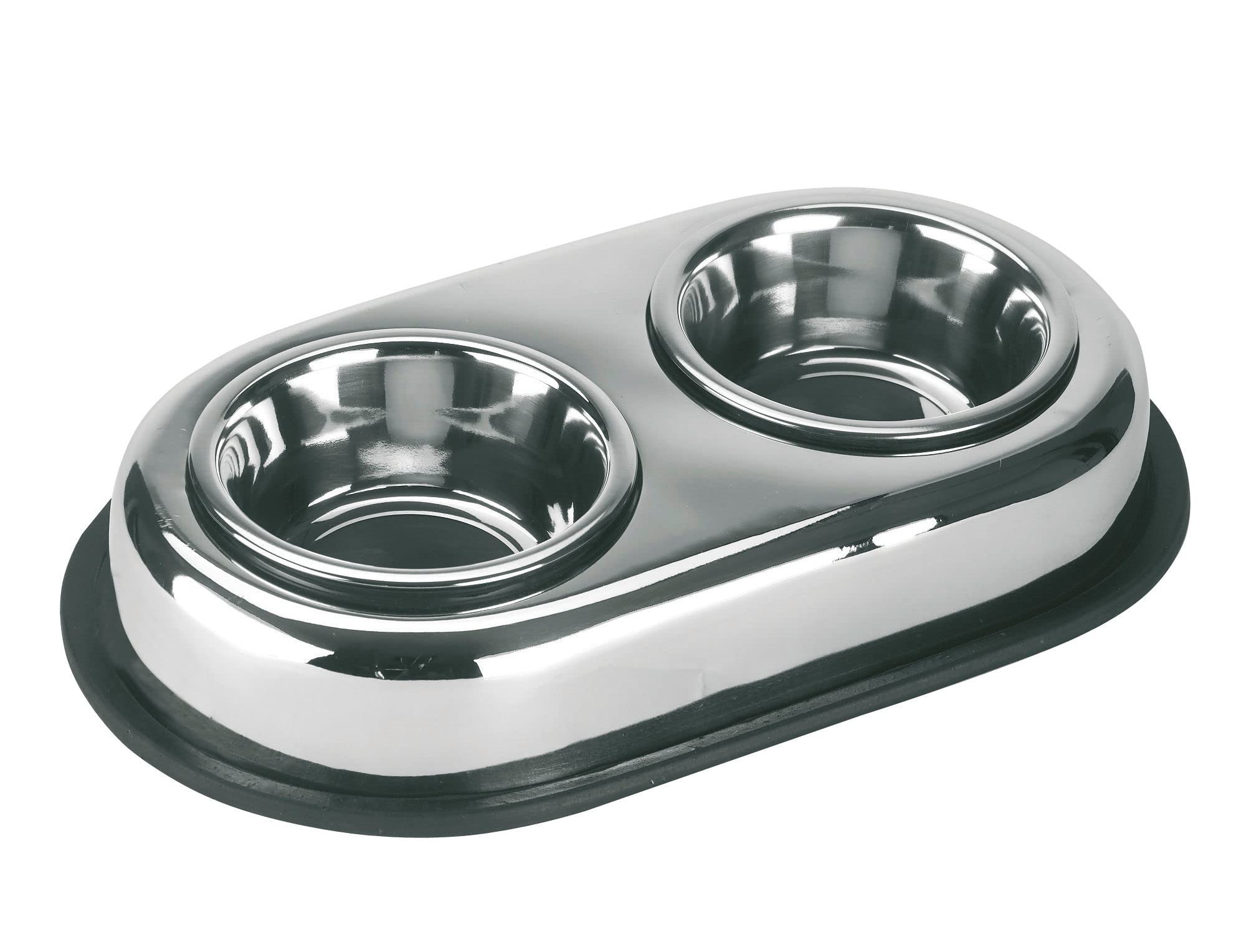 kerbl-duo-gamelle-inox-2-x-450-ml-sur-socle-antiglisse image 2