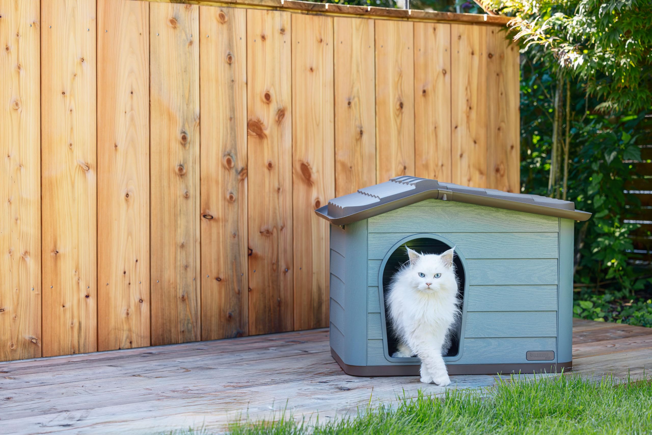 kerbl-paola-eco-maison-pour-chat-et-petit-chien-75-x-59-x-55-cm-gris-vert-marron image 4