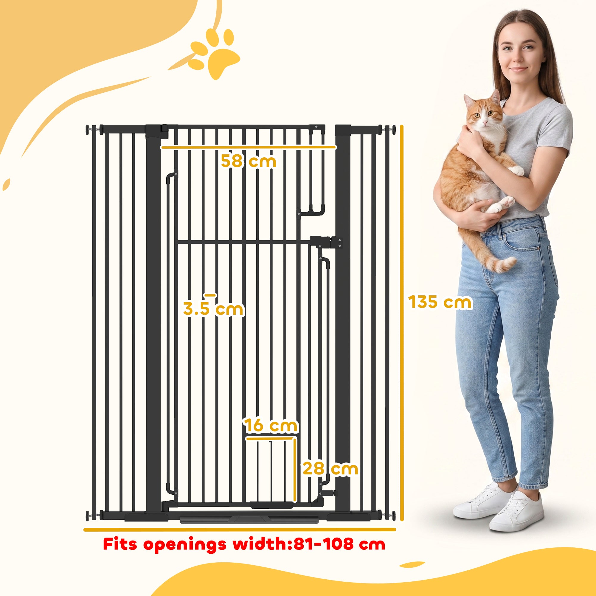 pawhut-barri-re-pour-animaux-haute-135-cm-avec-chati-re-noir-81-108-cm image 5