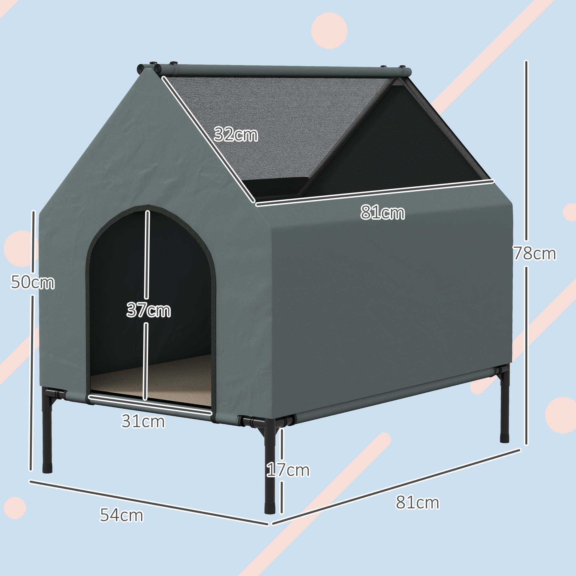 pawhut-niche-d-ext-rieur-sur-lev-e-convertible-en-lit-de-camping-gris image 5