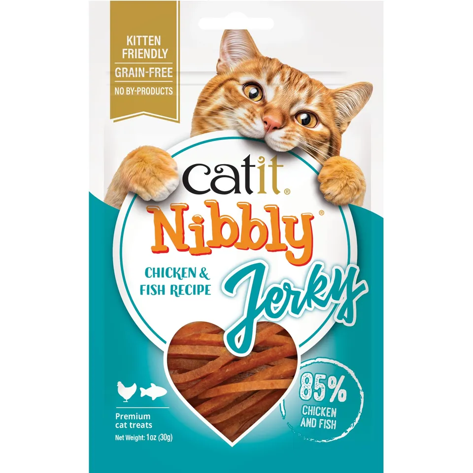 catit-nibbly-jerky-bandes-m-cher-poulet-et-poisson-pour-chat-30-g image 1